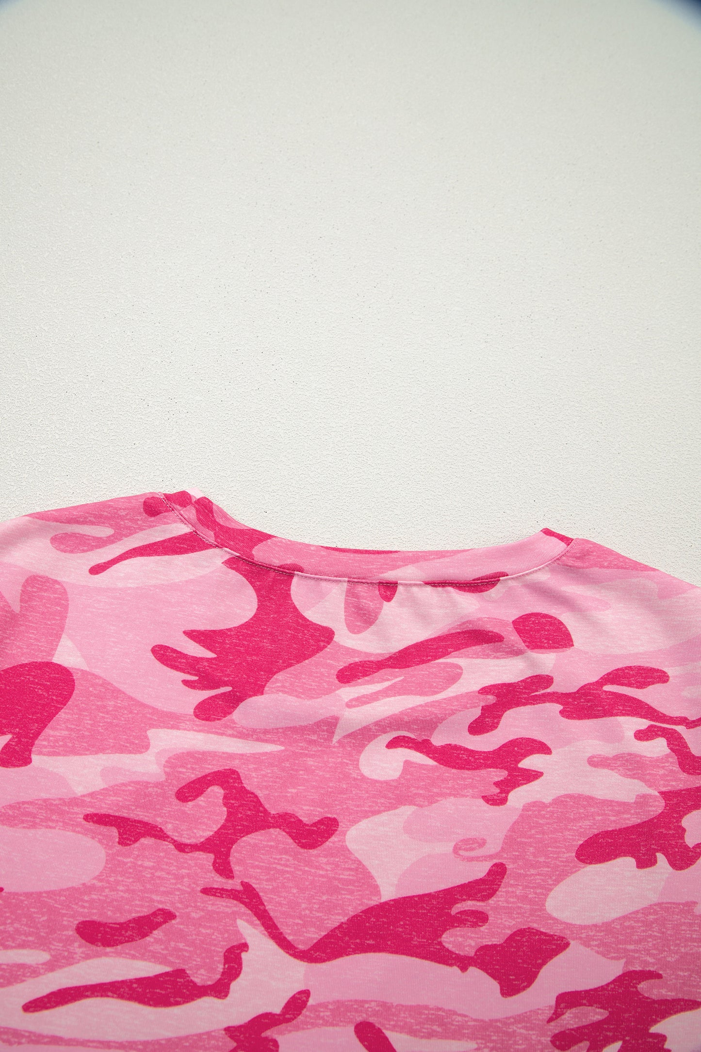 Pink Camouflage Print Crew Neck T Shirt-Tops/Tops & Tees-[Adult]-[Female]-2022 Online Blue Zone Planet