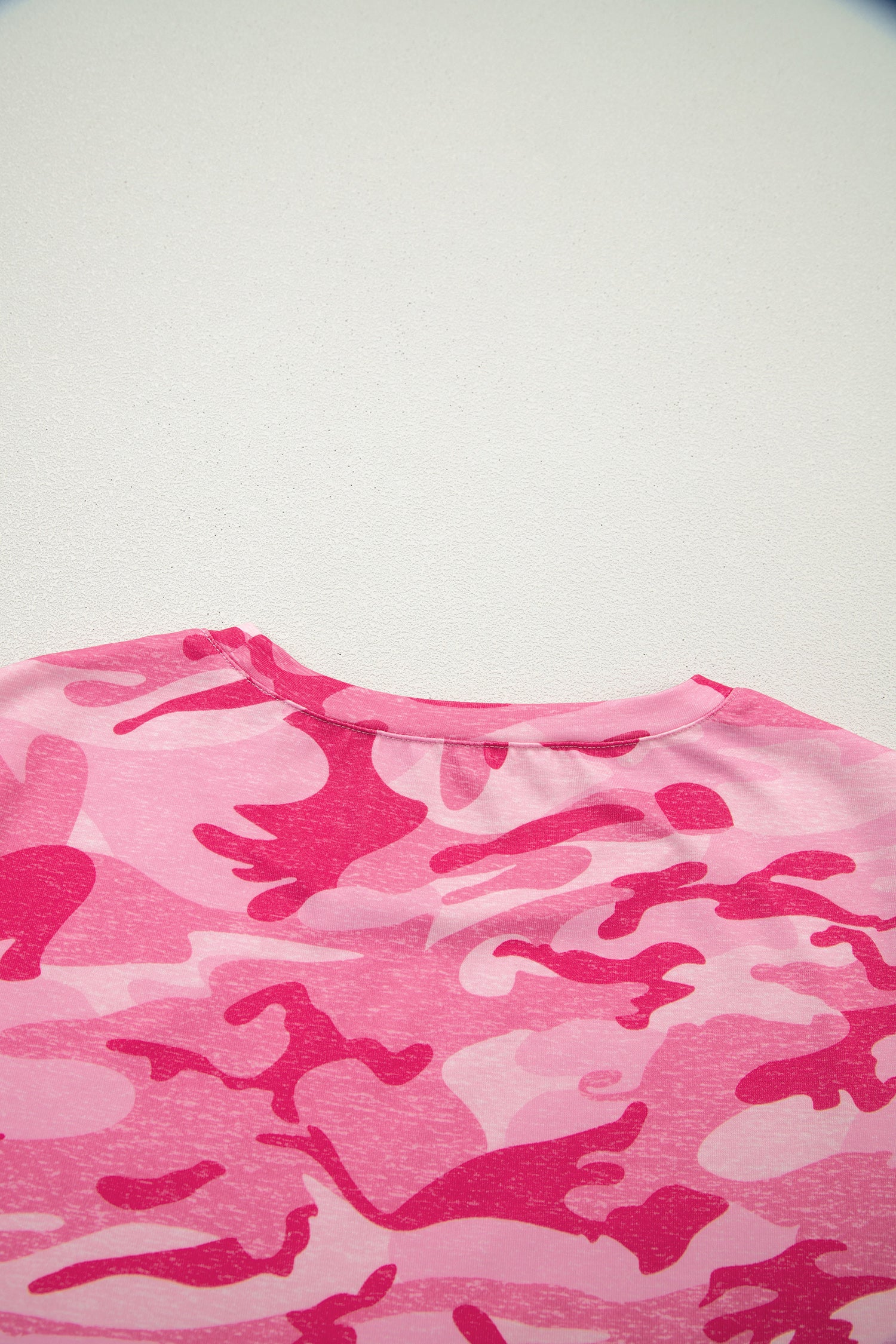 Pink Camouflage Print Crew Neck T Shirt-Tops/Tops & Tees-[Adult]-[Female]-2022 Online Blue Zone Planet