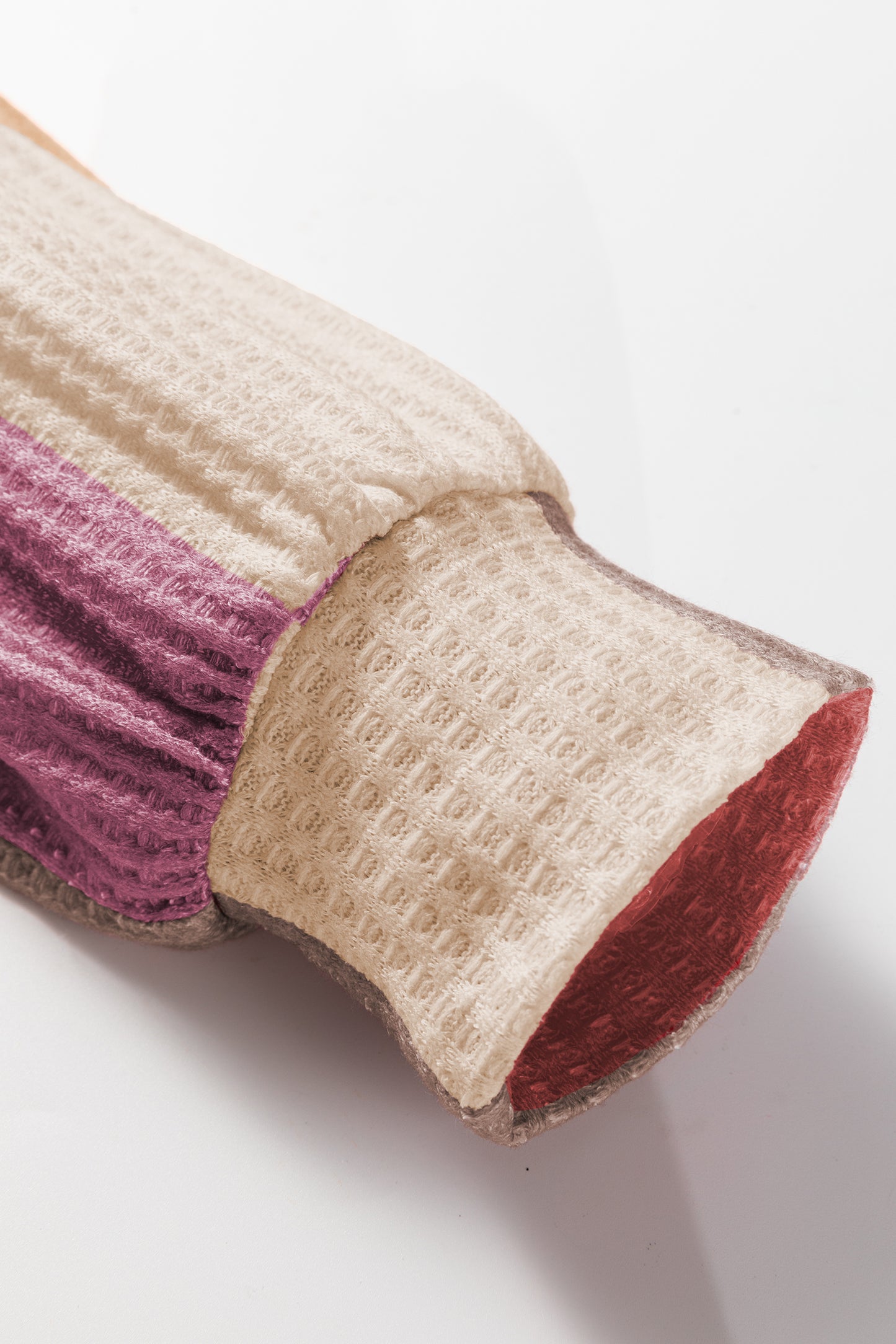 Rose Red Checkered Print Textured Knit Long Sleeve Loose Top-Tops/Long Sleeve Tops-[Adult]-[Female]-2022 Online Blue Zone Planet