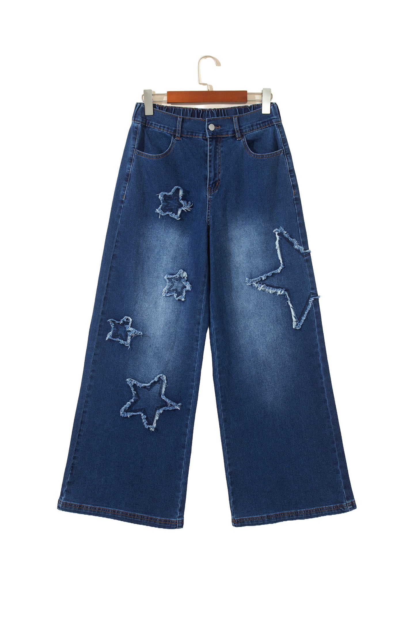 Ashleigh Blue Star Decorated Wide Leg Jeans-Bottoms/Jeans-[Adult]-[Female]-2022 Online Blue Zone Planet