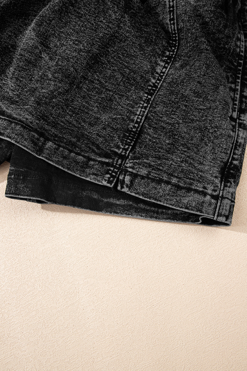 Black Drawstring High Waist Pocketed Denim Shorts-Bottoms/Denim Shorts-[Adult]-[Female]-2022 Online Blue Zone Planet