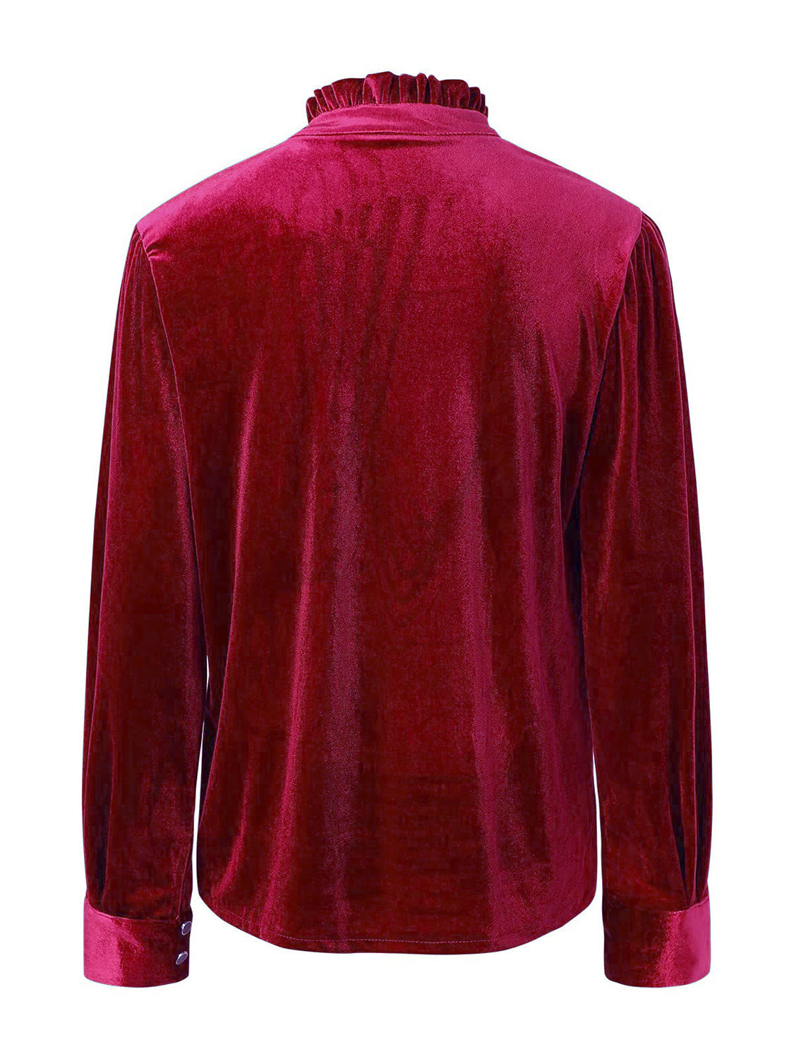 Half Button Long Sleeve Blouse-TOPS / DRESSES-[Adult]-[Female]-Burgundy-S-2022 Online Blue Zone Planet