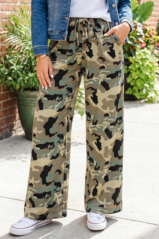 Multicolour Camouflage Print Street Fashion Drawstring Shift Pants-Bottoms/Pants & Culotte-[Adult]-[Female]-Multicolour-S-2022 Online Blue Zone Planet