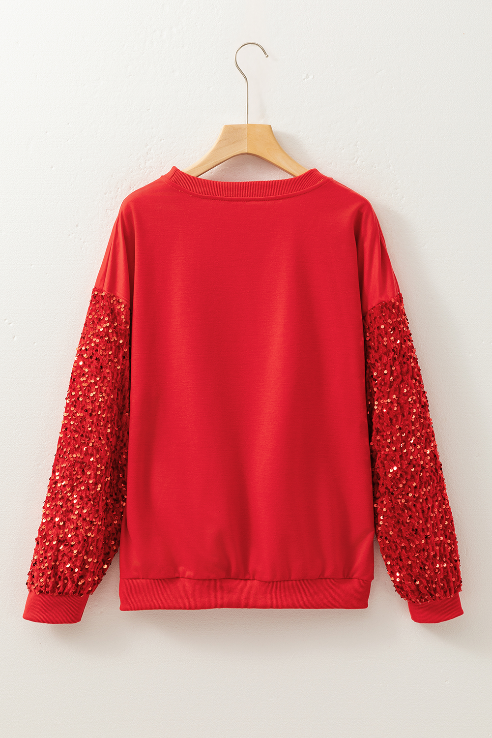 Fiery Red Sequined Santa Claus Long Sleeve Christmas Sweatshirt-Tops/Sweatshirts & Hoodies-[Adult]-[Female]-2022 Online Blue Zone Planet