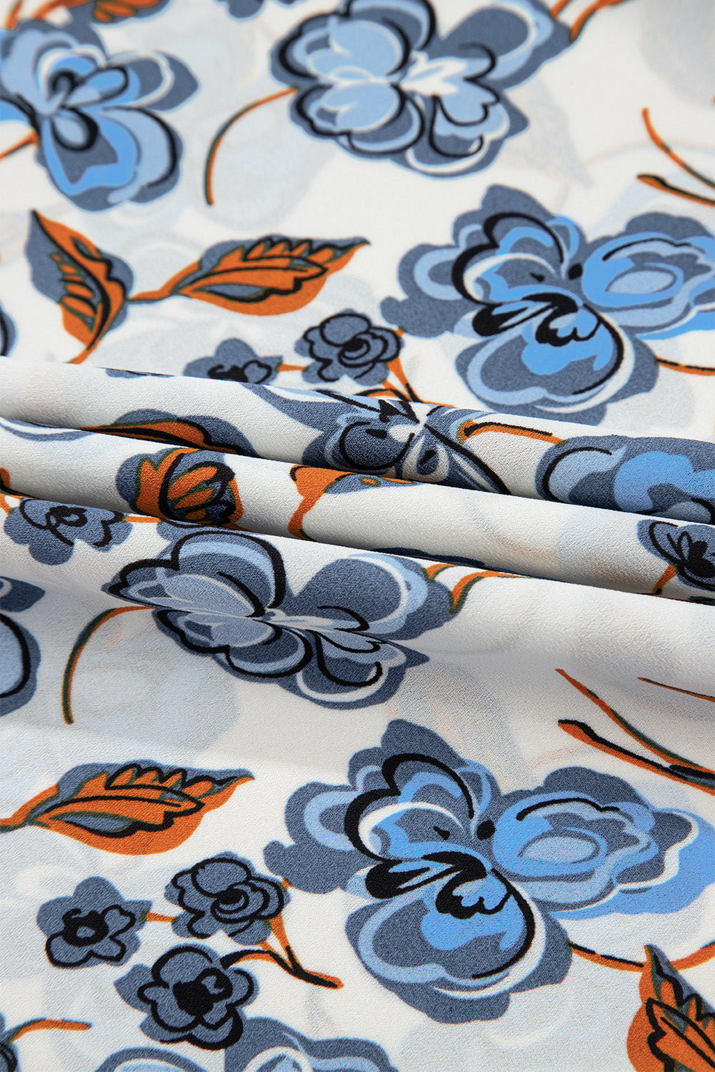 Sky Blue Floral Print Knotted V Neck Elegant Tank Top-Tops/Tank Tops-[Adult]-[Female]-2022 Online Blue Zone Planet