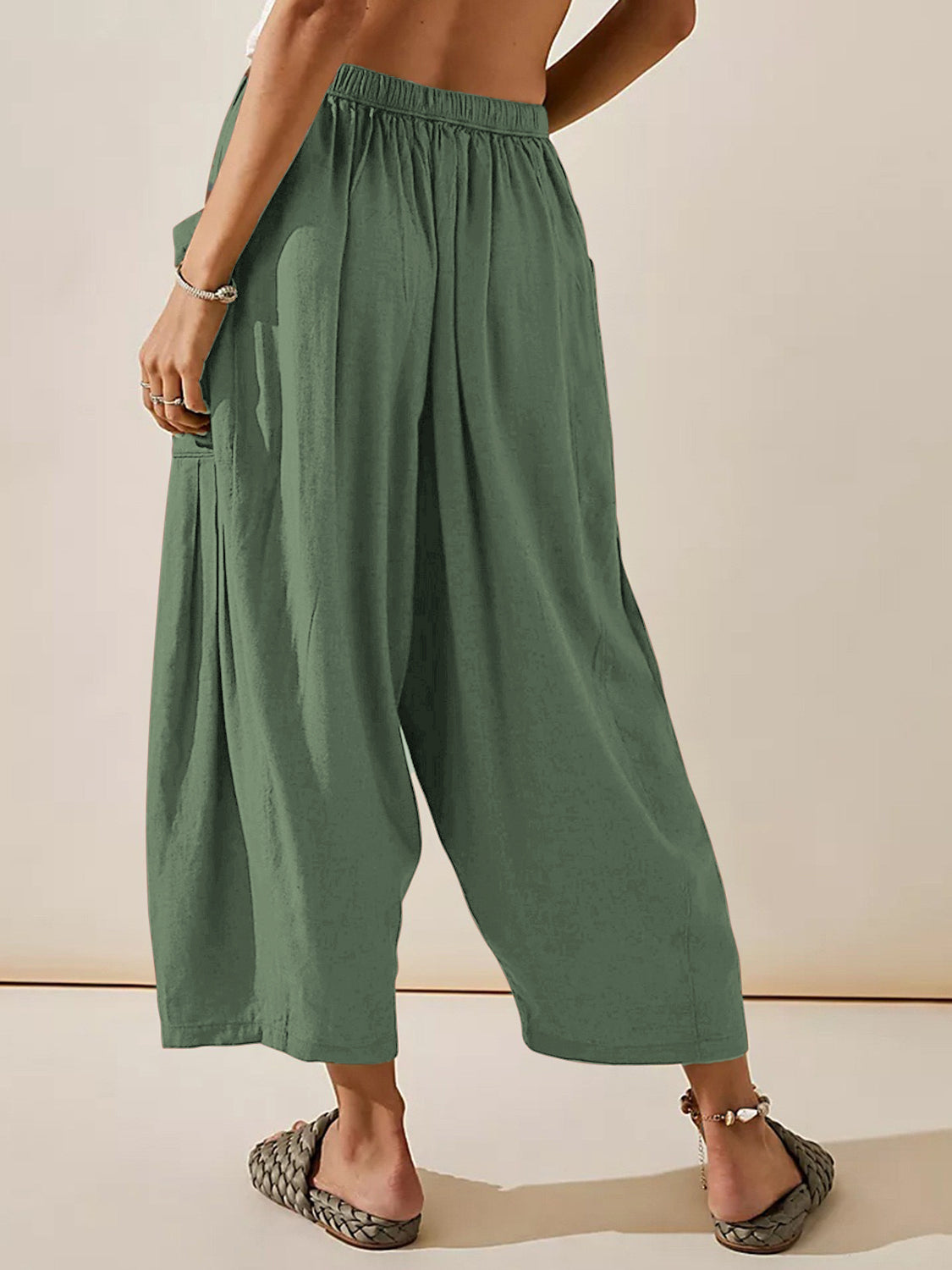 Full Size Wide Leg Pants with Pockets-BOTTOMS SIZES SMALL MEDIUM LARGE-[Adult]-[Female]-2022 Online Blue Zone Planet