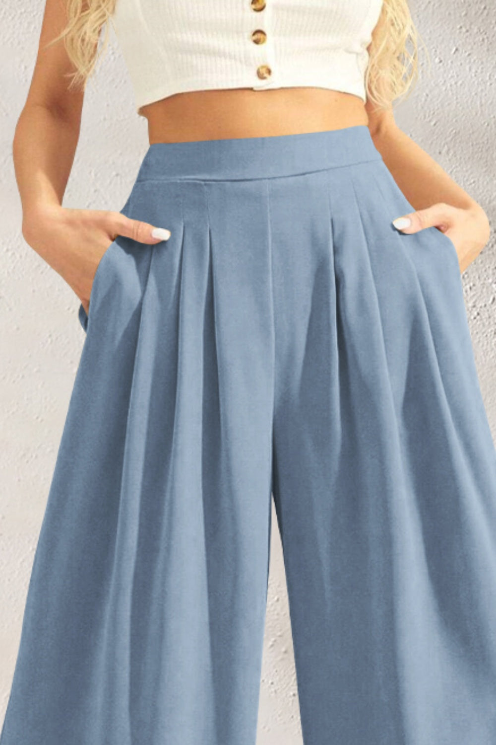 Blue Zone Planet | FAM-FAM High Waist Wide Leg Pants-BOTTOMS SIZES SMALL MEDIUM LARGE-[Adult]-[Female]-2022 Online Blue Zone Planet