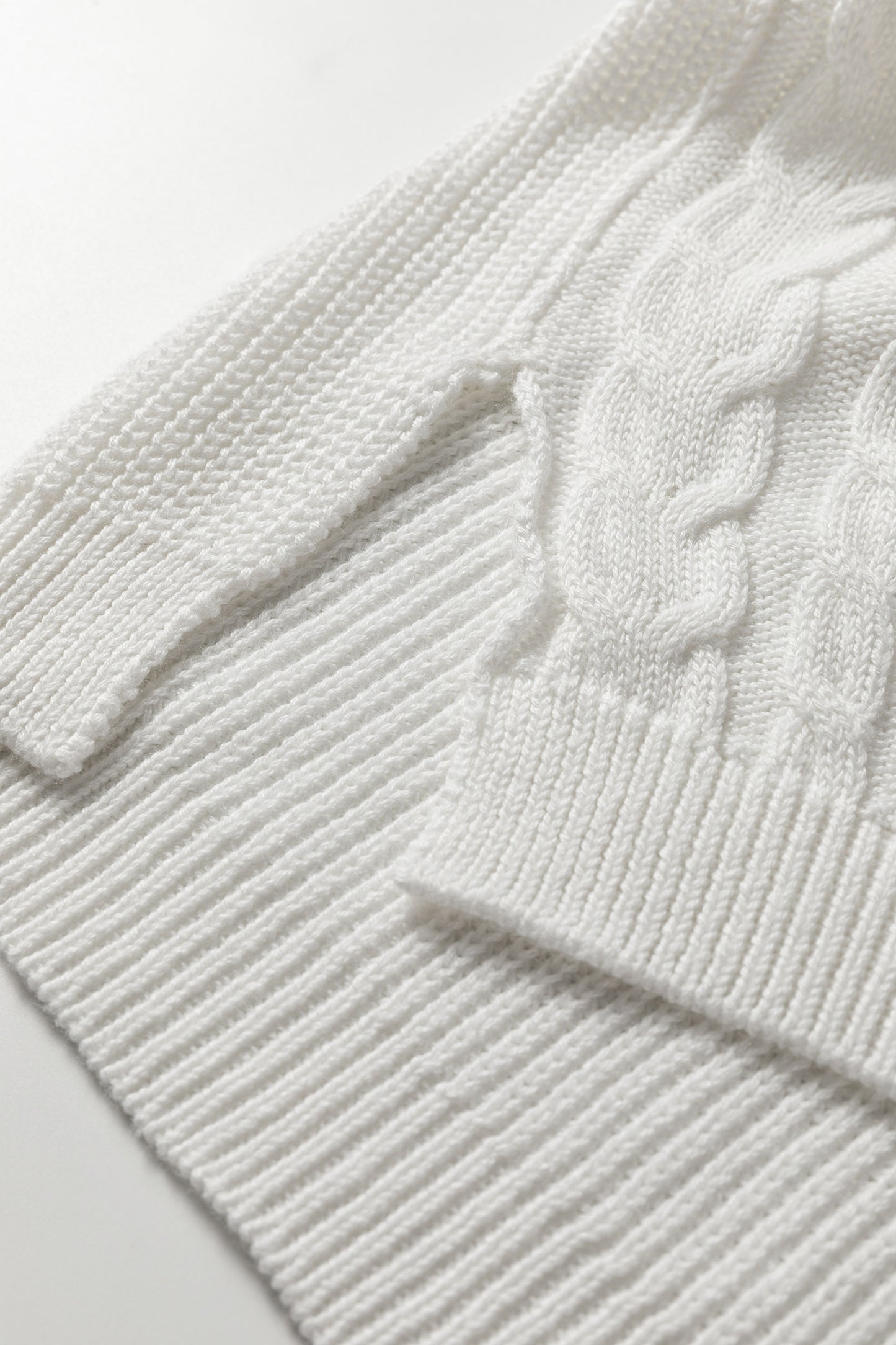 White Mix Texture Patchwork Contrast Stitch Mock Neck Sweater-TOPS / DRESSES-[Adult]-[Female]-2022 Online Blue Zone Planet