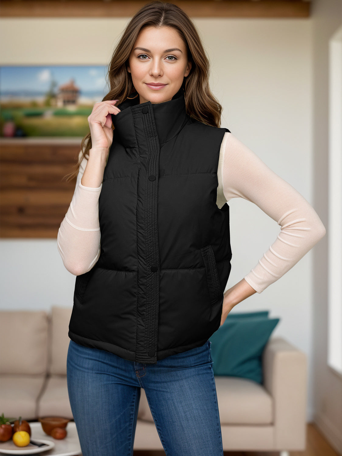 Pocketed Zip Up Vest Coat-TOPS / DRESSES-[Adult]-[Female]-2022 Online Blue Zone Planet