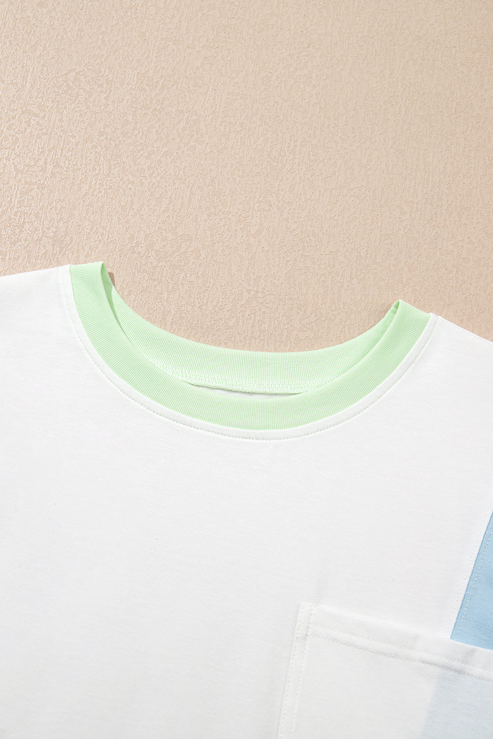 White Color Block Patchwork Half Sleeve Oversized T Shirt-Tops/Tops & Tees-[Adult]-[Female]-2022 Online Blue Zone Planet