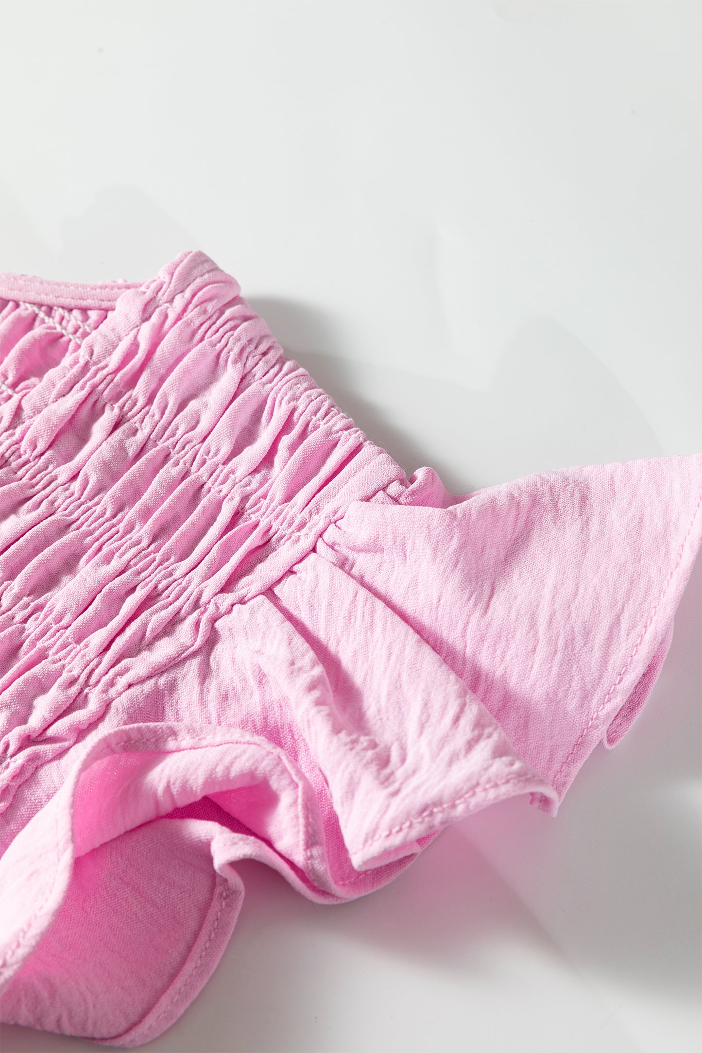 Pink Smocked Bodice Flutter Sleeve Fit Flare Tiered Midi Dress-TOPS / DRESSES-[Adult]-[Female]-2022 Online Blue Zone Planet