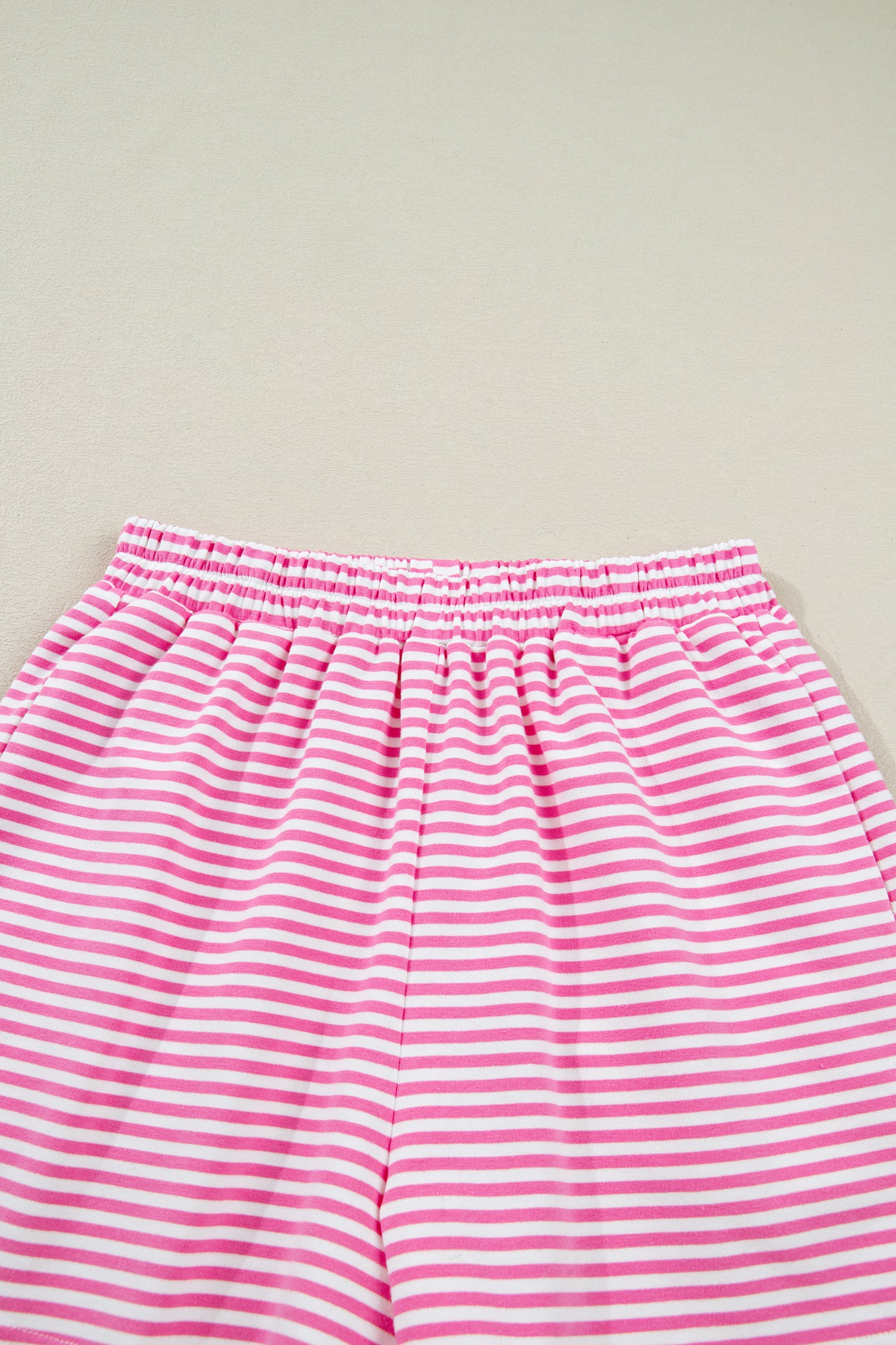 Pink Stripe Oversize Mock Neck Sweatshirt and Shorts Set-Two Piece Sets/Short Sets-[Adult]-[Female]-2022 Online Blue Zone Planet