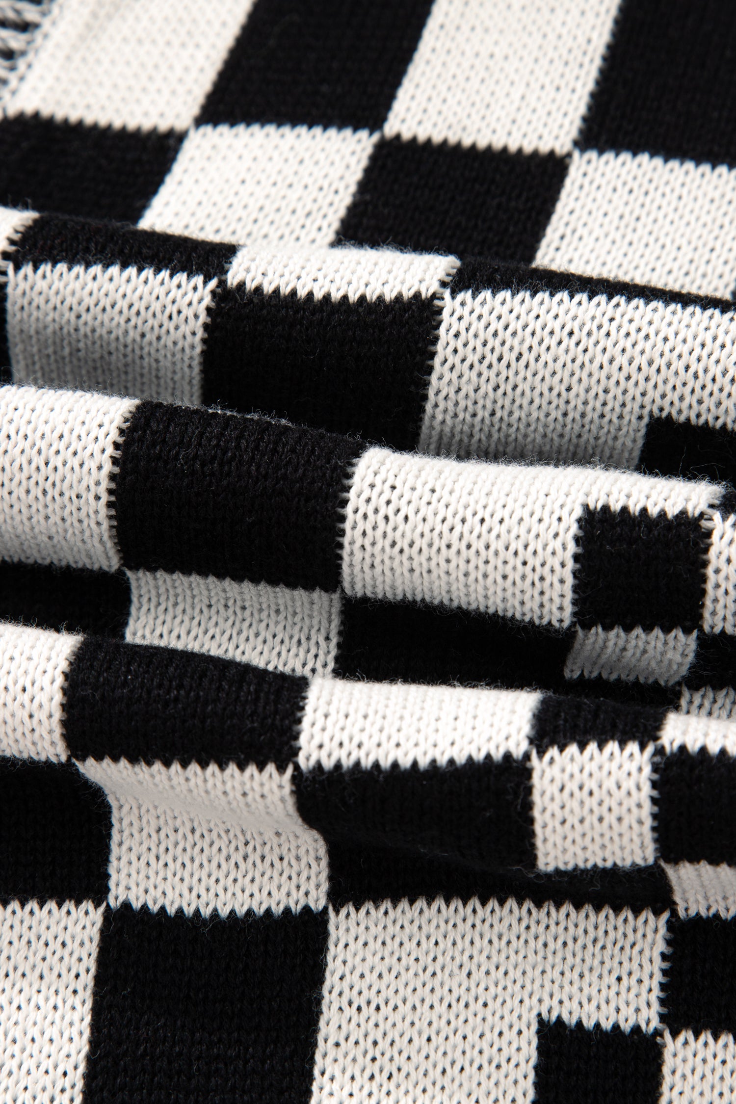 Black Checkered Bubble Sleeve Drop Shoulder Open Cardigan-Plus Size/Plus Size Sweaters & Cardigans-[Adult]-[Female]-2022 Online Blue Zone Planet