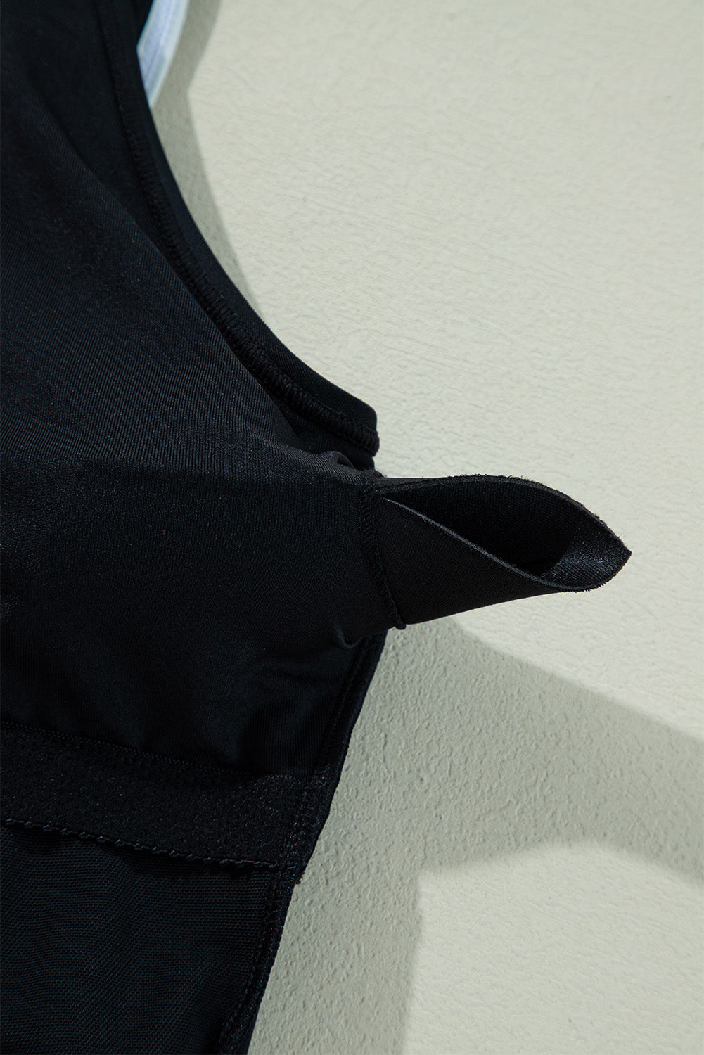 Black Color Contrast Ruffled Wrap V Neck Swimsuit-Swimwear/One Piece Swimsuit-[Adult]-[Female]-2022 Online Blue Zone Planet