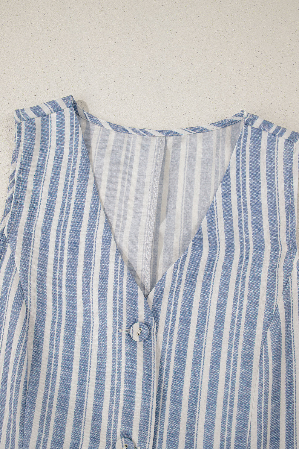 Sky Blue Stripe Buttoned Office Waistcoat Mini Skirt Set-Two Piece Sets/Two Piece Dresses-[Adult]-[Female]-2022 Online Blue Zone Planet