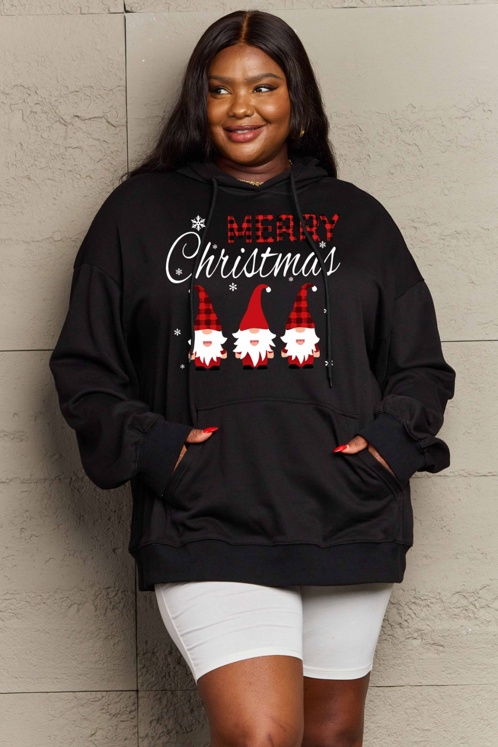 Simply Love Full Size MERRY CHRISTMAS Graphic Hoodie-HOODIES-[Adult]-[Female]-2022 Online Blue Zone Planet