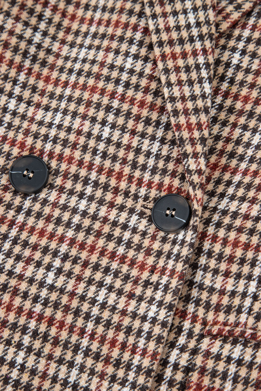 Brown Houndstooth Lapel Collar Blazer-Outerwear/Blazers-[Adult]-[Female]-2022 Online Blue Zone Planet