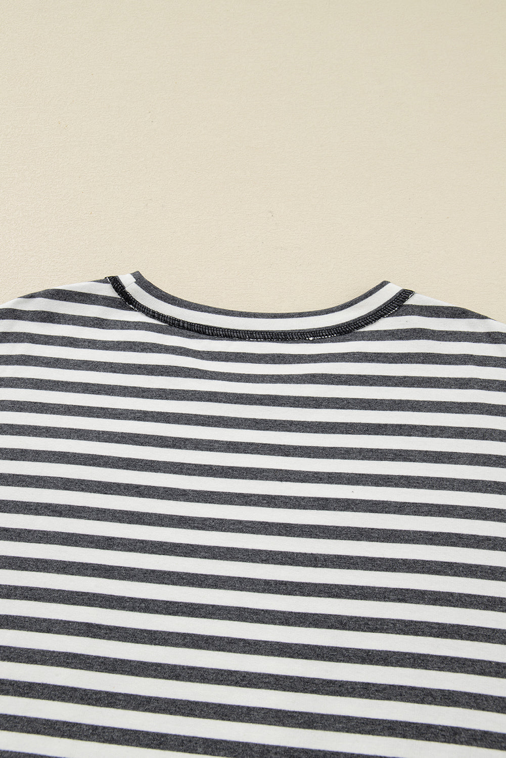 Gray Stripe Contrast Star Stitched Plus Size Long Sleeve Top-Plus Size/Plus Size Tops/Plus Size Long Sleeve Tops-[Adult]-[Female]-2022 Online Blue Zone Planet