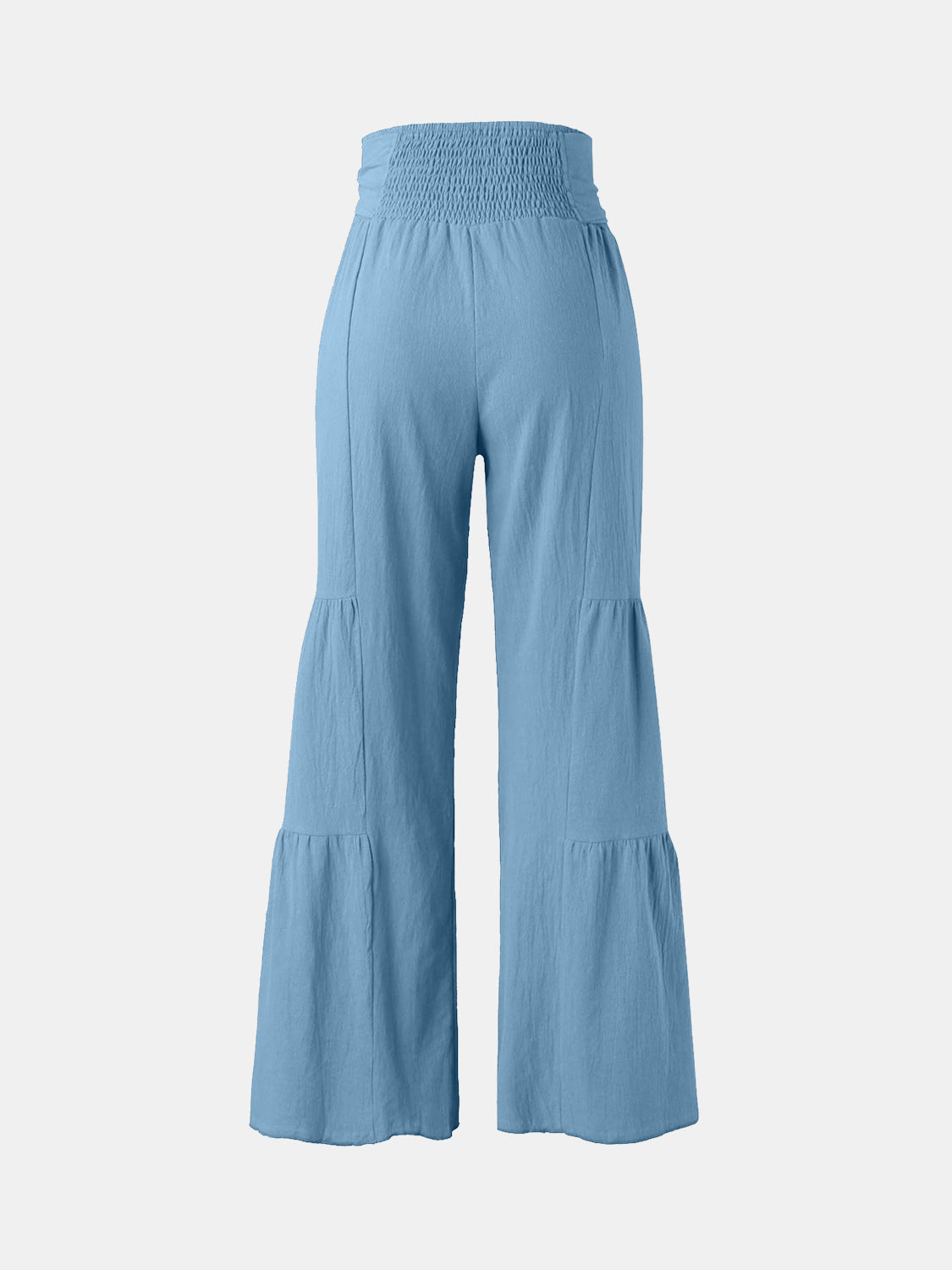 Blue Zone Planet | Tied Ruched Wide Leg Pants-BOTTOMS SIZES SMALL MEDIUM LARGE-[Adult]-[Female]-2022 Online Blue Zone Planet