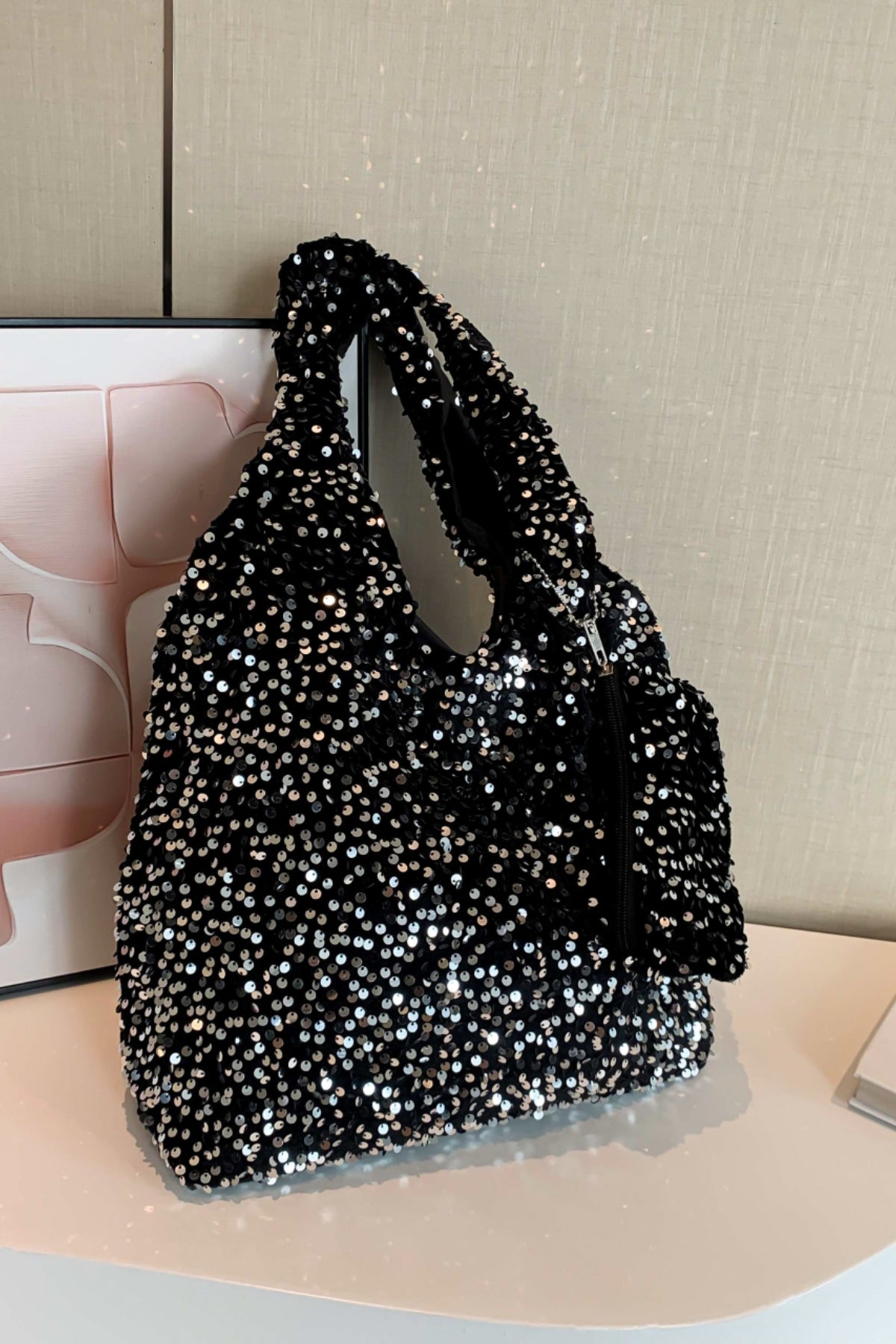 Sequin Polyester Handbag-HANDBAGS-[Adult]-[Female]-2022 Online Blue Zone Planet