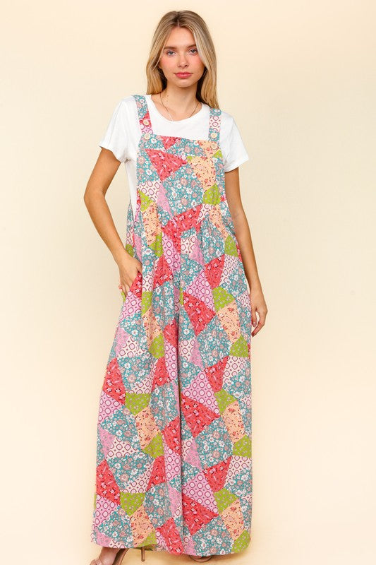 Haptics Full Size Printed Wide Leg Overalls with Side Pockets-TOPS / DRESSES-[Adult]-[Female]-2022 Online Blue Zone Planet