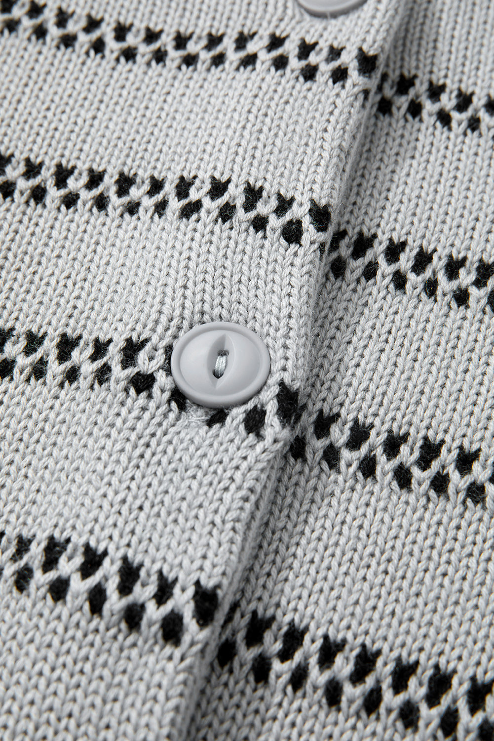 Gray Stripe Button Front Ribbed Trim Short Cardigan-Sweaters & Cardigans/Cardigans-[Adult]-[Female]-2022 Online Blue Zone Planet