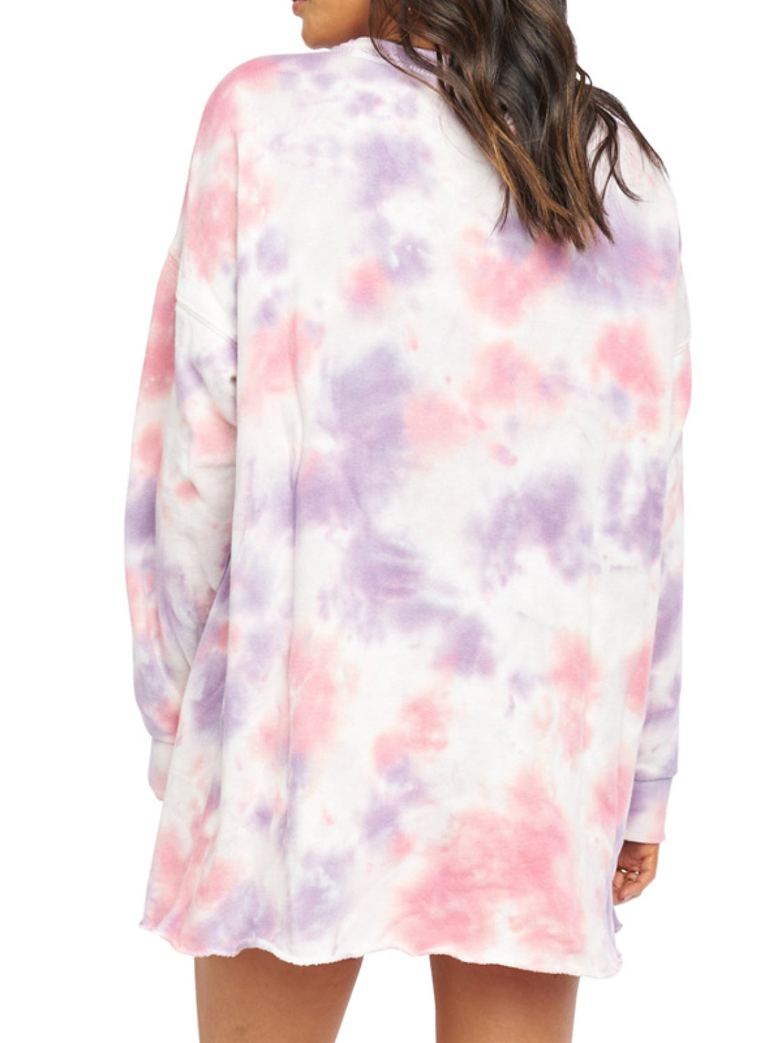 Pocketed Tie-Dye Round Neck Long Sleeve Dress-TOPS / DRESSES-[Adult]-[Female]-2022 Online Blue Zone Planet