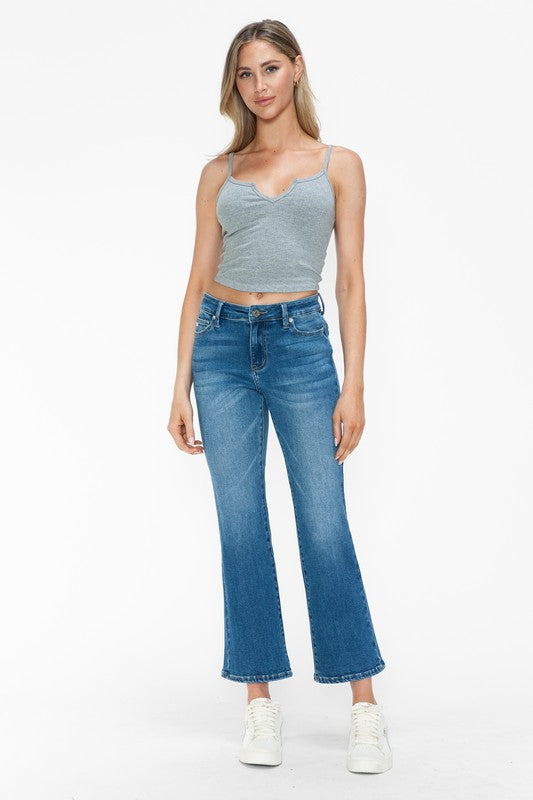 Blue Zone Planet | bytos Full Size Cat's Whiskers Mid Rise Ankle Jeans-BOTTOMS SIZES SMALL MEDIUM LARGE-[Adult]-[Female]-2022 Online Blue Zone Planet