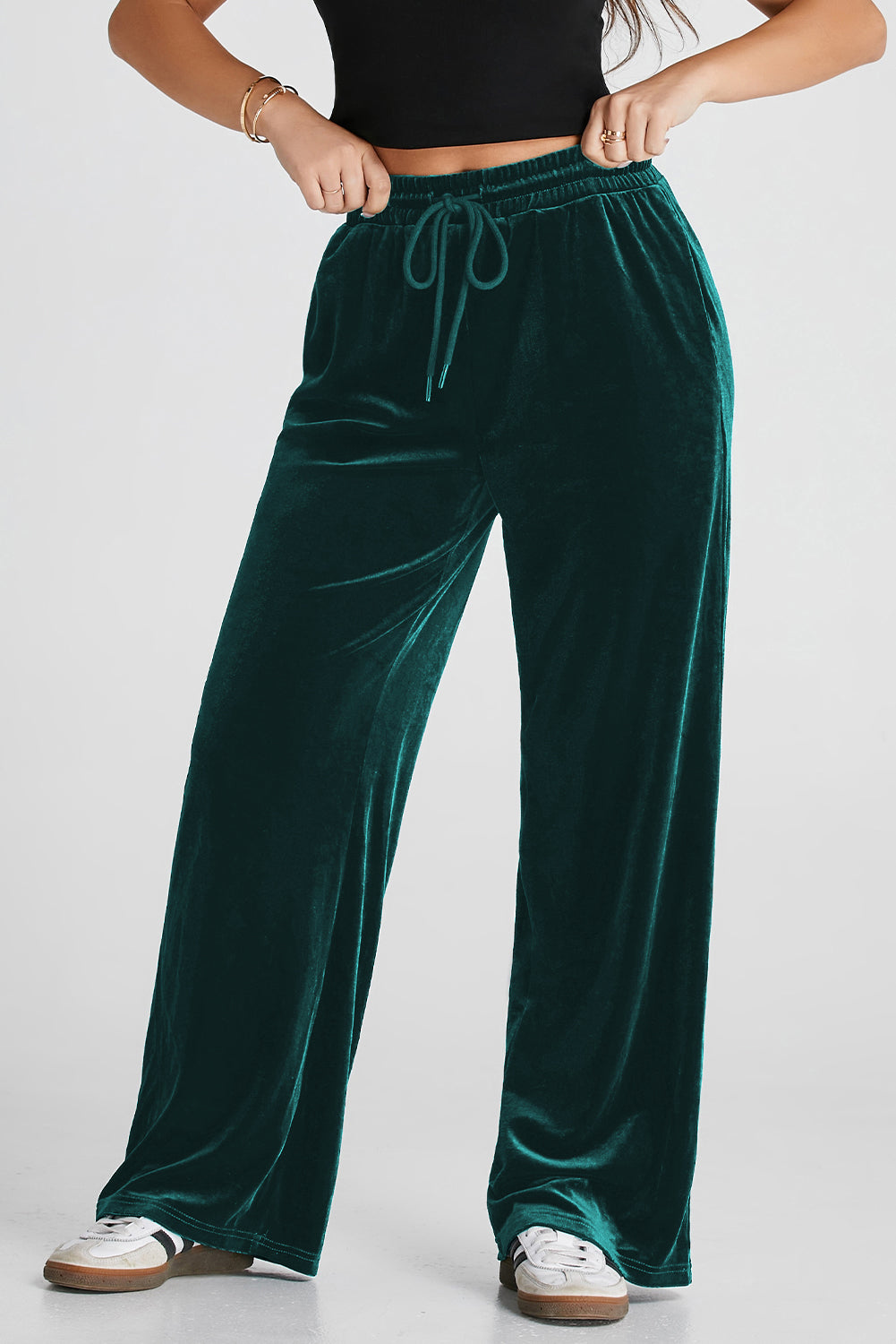 Drawstring Wide Leg Active Pants-BOTTOMS SIZES SMALL MEDIUM LARGE-[Adult]-[Female]-2022 Online Blue Zone Planet