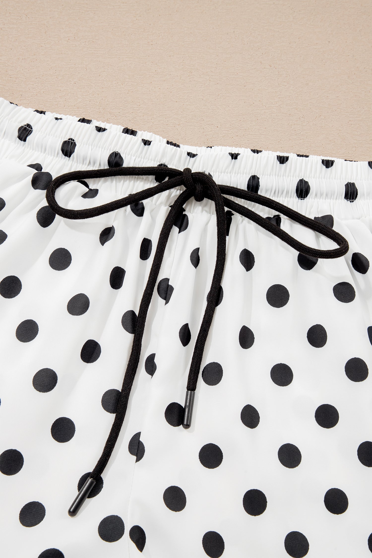 White Polka Dot Contrast Ruffle Trim Shorts-Bottoms/Casual Shorts-[Adult]-[Female]-2022 Online Blue Zone Planet