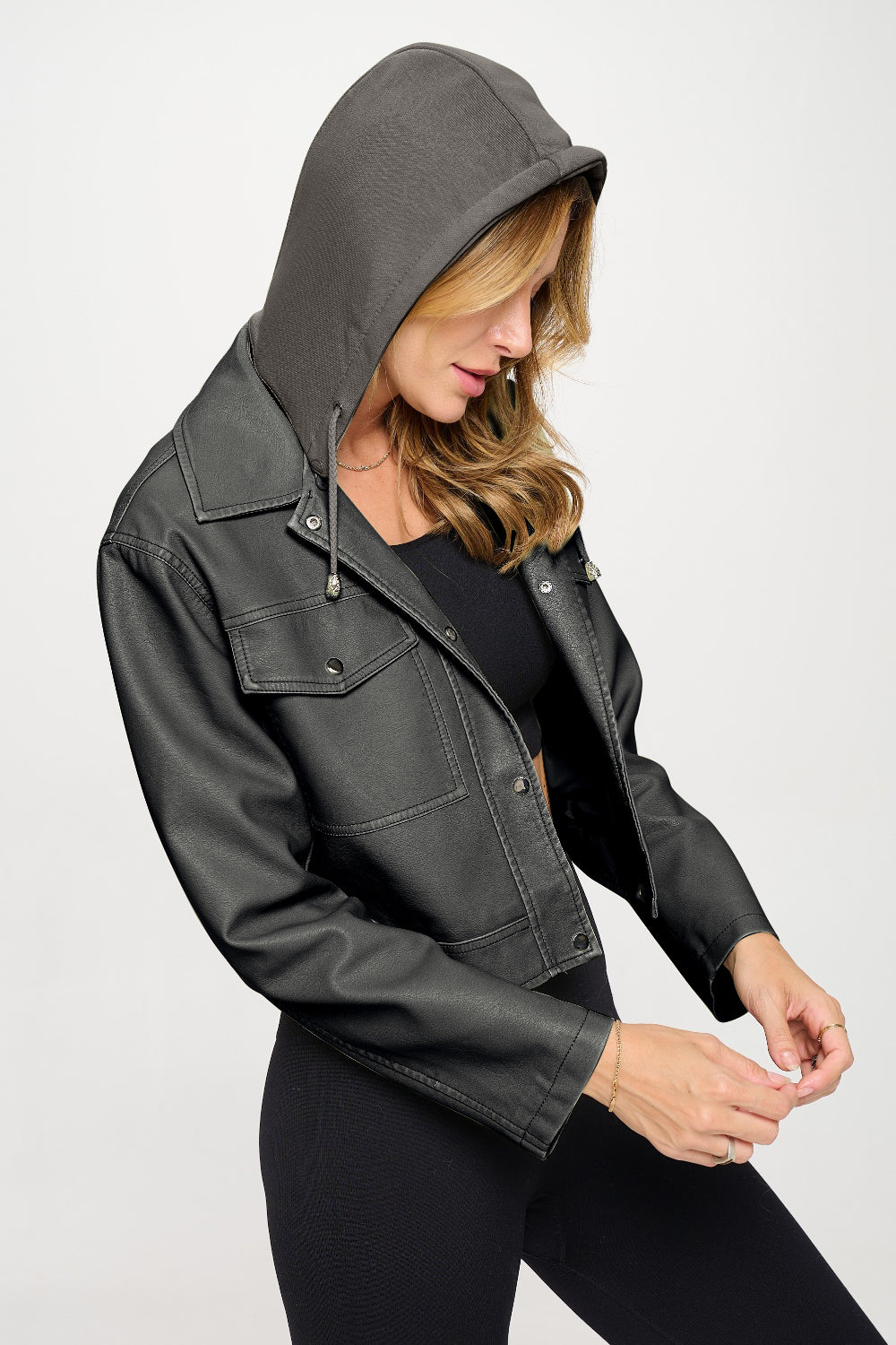 Coalition LA Snap Down Cropped Hooded Jacket-TOPS / DRESSES-[Adult]-[Female]-2022 Online Blue Zone Planet