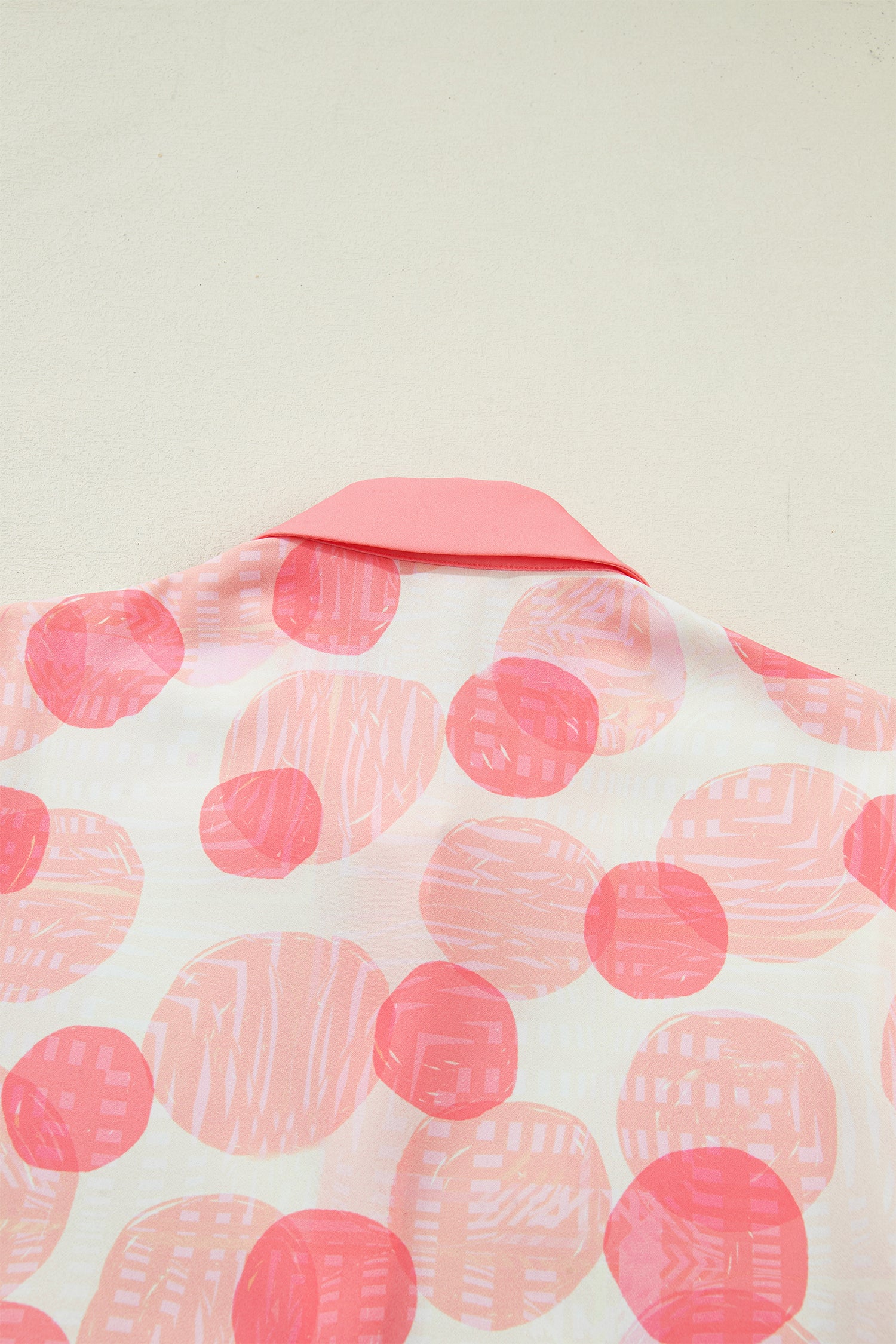 Pink Double Polka Dot Printed Ruffle Trim Short Sleeve Babydoll Shirt-Tops/Blouses & Shirts-[Adult]-[Female]-2022 Online Blue Zone Planet