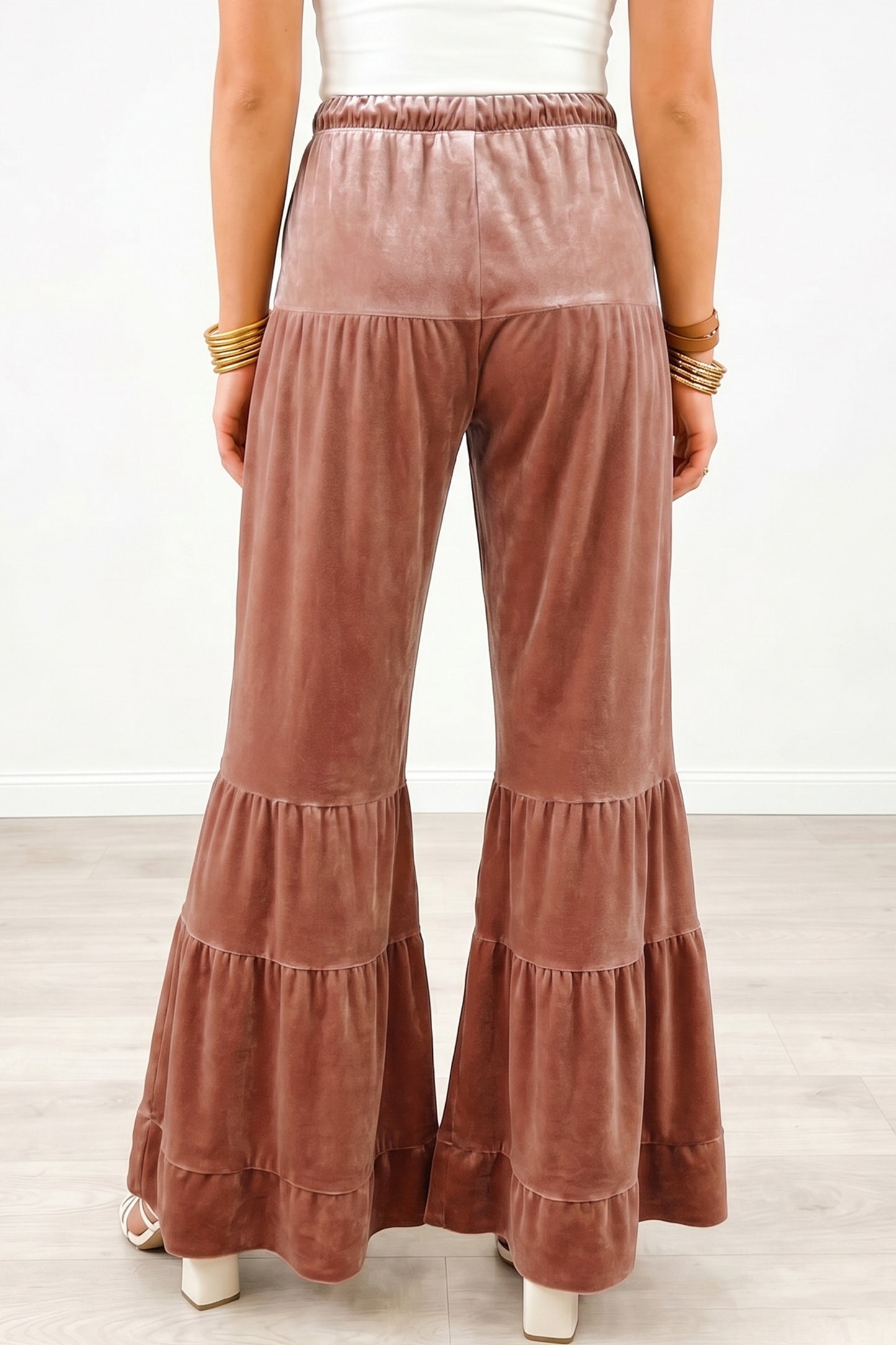 Straw Yellow Mineral Wash Lace-up High Waist Tiered Bell Bottom Pants-Bottoms/Pants & Culotte-[Adult]-[Female]-2022 Online Blue Zone Planet