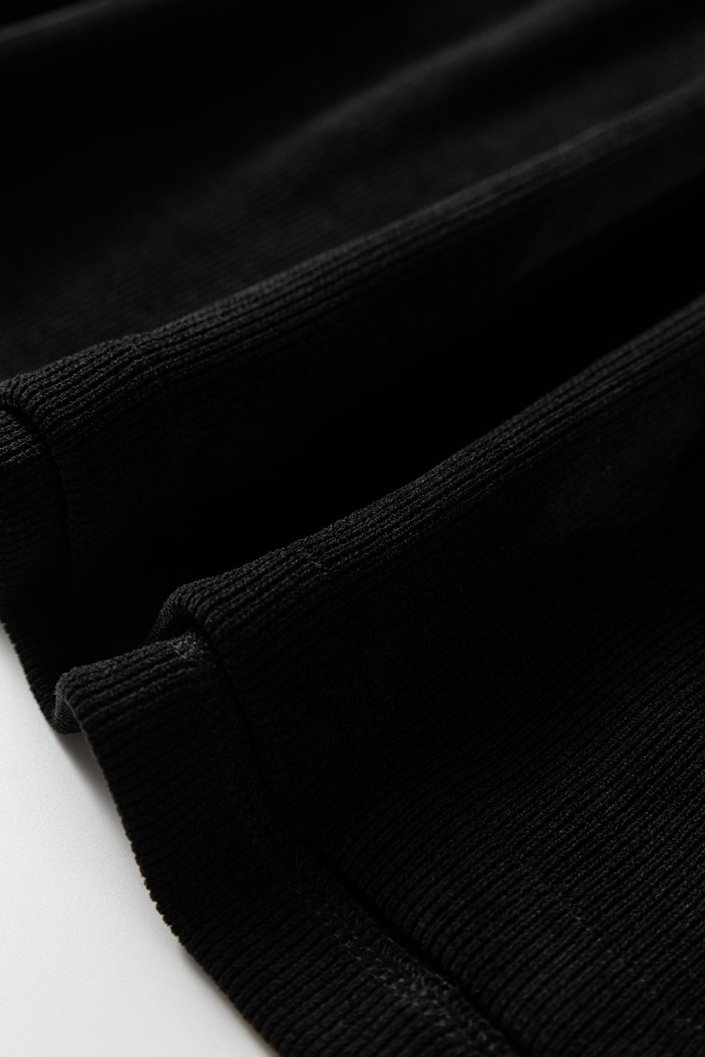 Black Solid Color Textured Knit Drop Shoulder Pullover Drawstring Shorts Set-Two Piece Sets/Short Sets-[Adult]-[Female]-2022 Online Blue Zone Planet