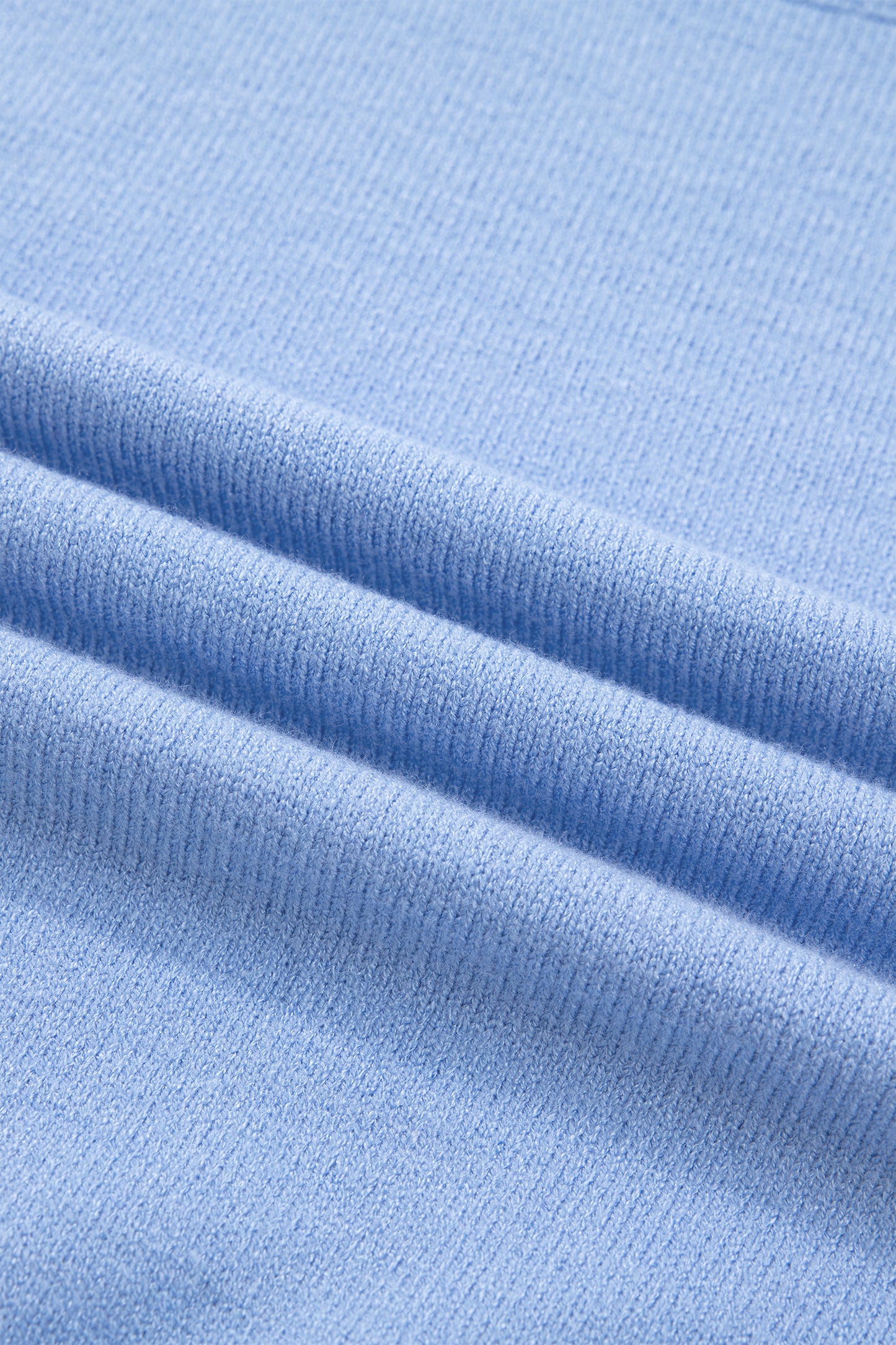 Beau Blue Solid Color Ribbed Trim Round Neck Ruffle Short Sleeve Sweater-TOPS / DRESSES-[Adult]-[Female]-2022 Online Blue Zone Planet