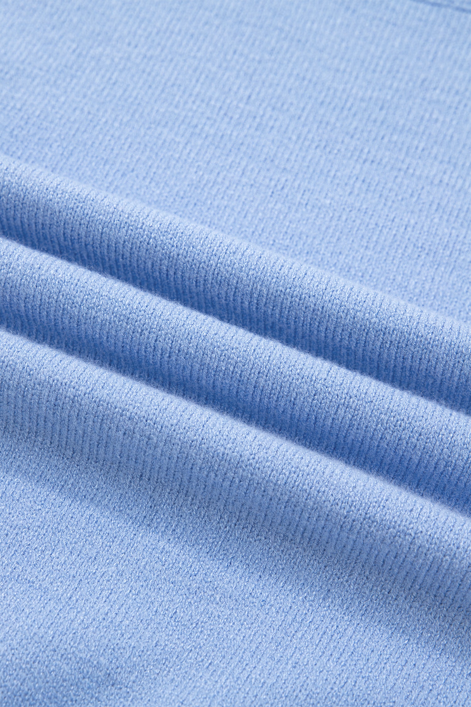 Beau Blue Solid Color Ribbed Trim Round Neck Ruffle Short Sleeve Sweater-TOPS / DRESSES-[Adult]-[Female]-2022 Online Blue Zone Planet