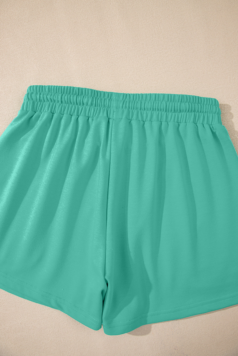 Sea Green Solid Loose V Neck Half Sleeve Tee and Shorts-Two Piece Sets/Short Sets-[Adult]-[Female]-2022 Online Blue Zone Planet