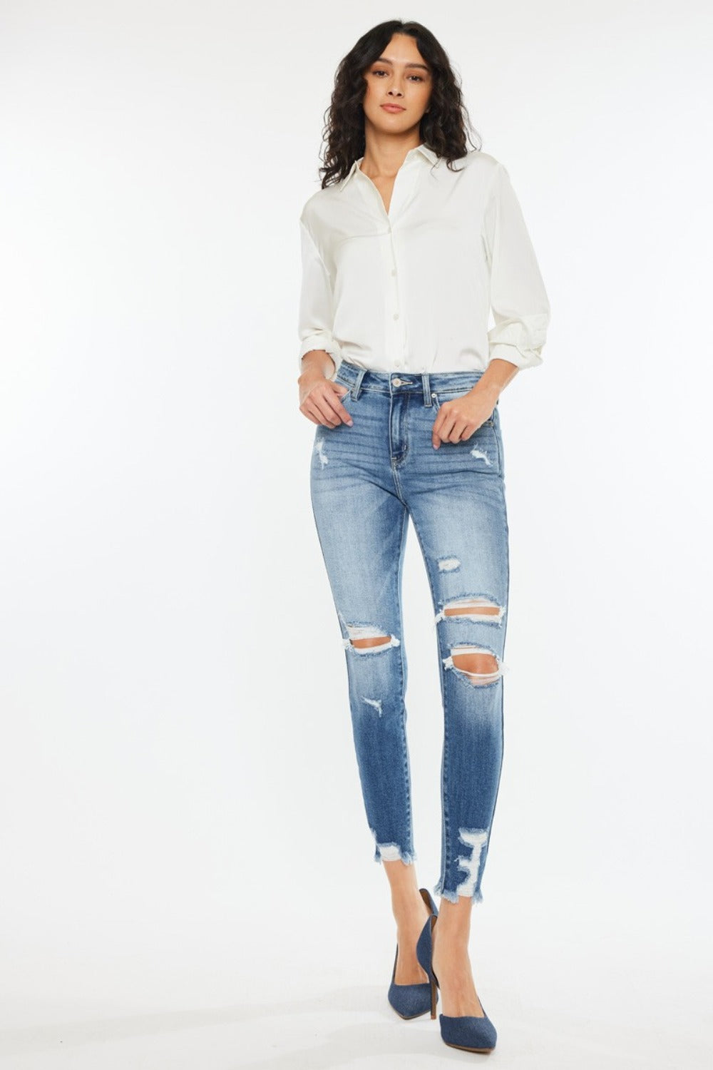 Blue Zone Planet | Kancan High Rise Frayed Ankle Skinny Jeans-TOPS / DRESSES-[Adult]-[Female]-2022 Online Blue Zone Planet