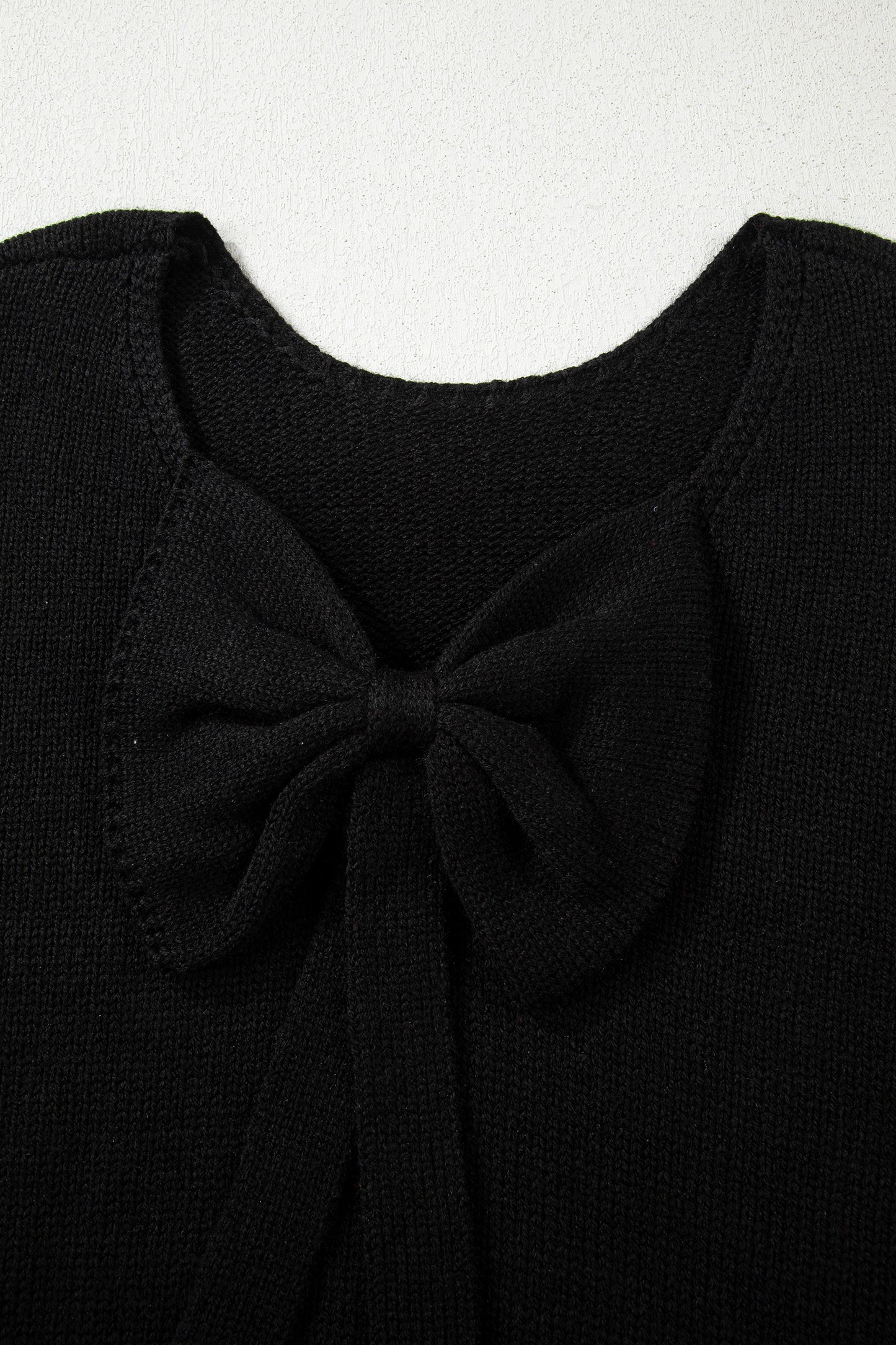 Black Festive Bow Backless Bubble Sleeve Sweater-TOPS / DRESSES-[Adult]-[Female]-2022 Online Blue Zone Planet