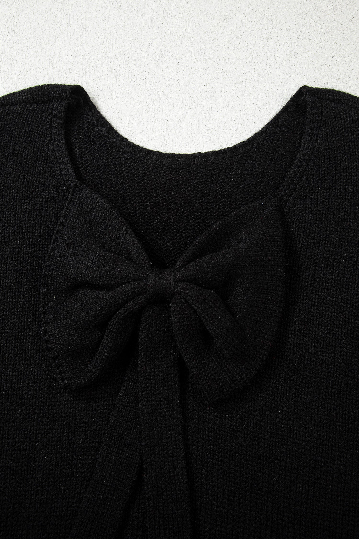 Black Festive Bow Backless Bubble Sleeve Sweater-TOPS / DRESSES-[Adult]-[Female]-2022 Online Blue Zone Planet