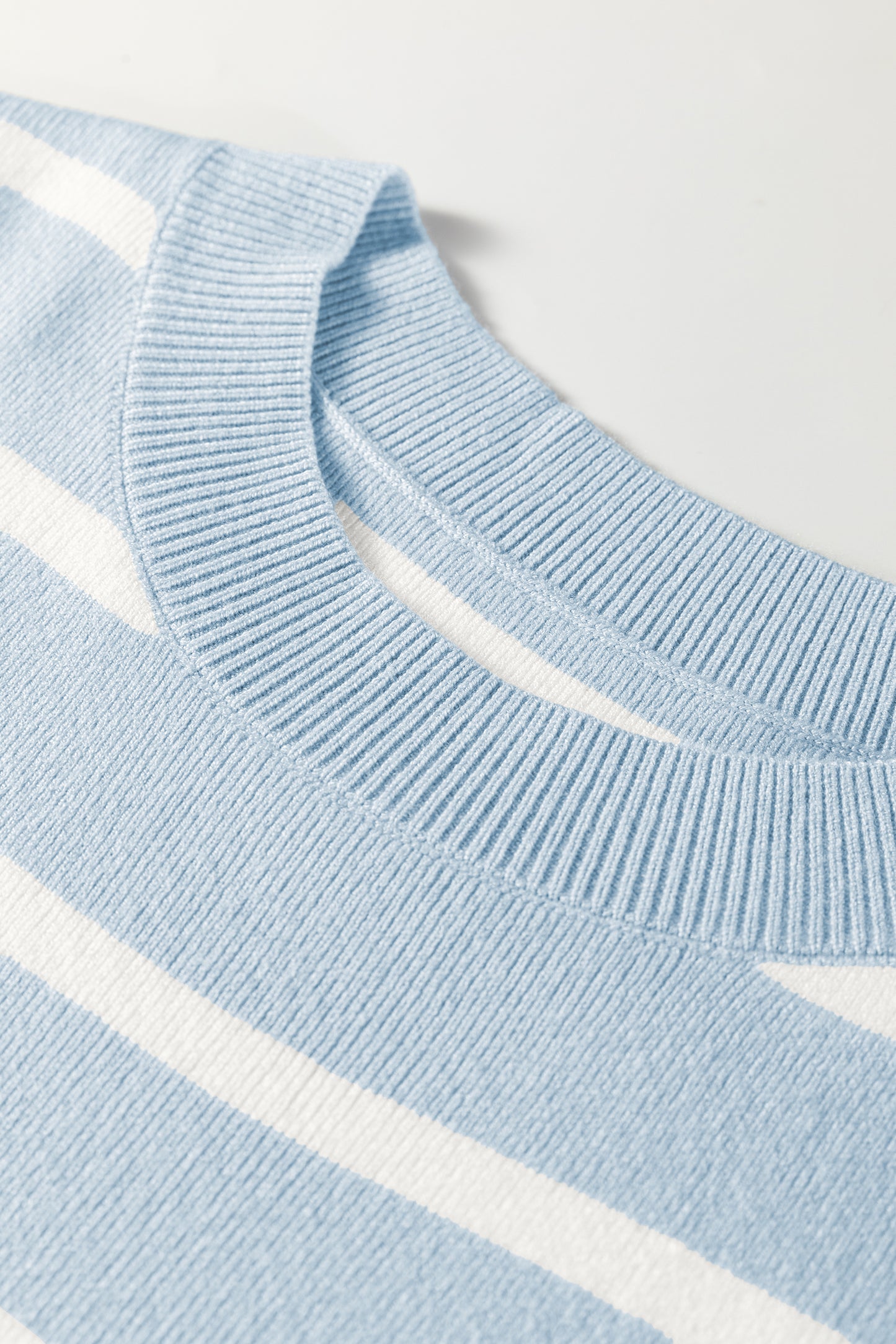Beau Blue Side Slits Crewneck Short Sleeve Sweater Tee-TOPS / DRESSES-[Adult]-[Female]-2022 Online Blue Zone Planet