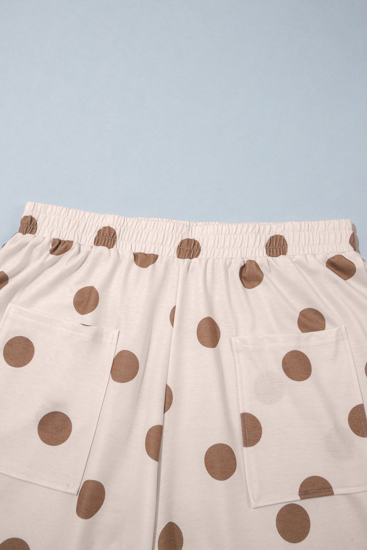 Khaki Polka Dot Elastic Waist Wide Leg Plus Size Pants-Plus Size/Plus Size Bottoms-[Adult]-[Female]-2022 Online Blue Zone Planet