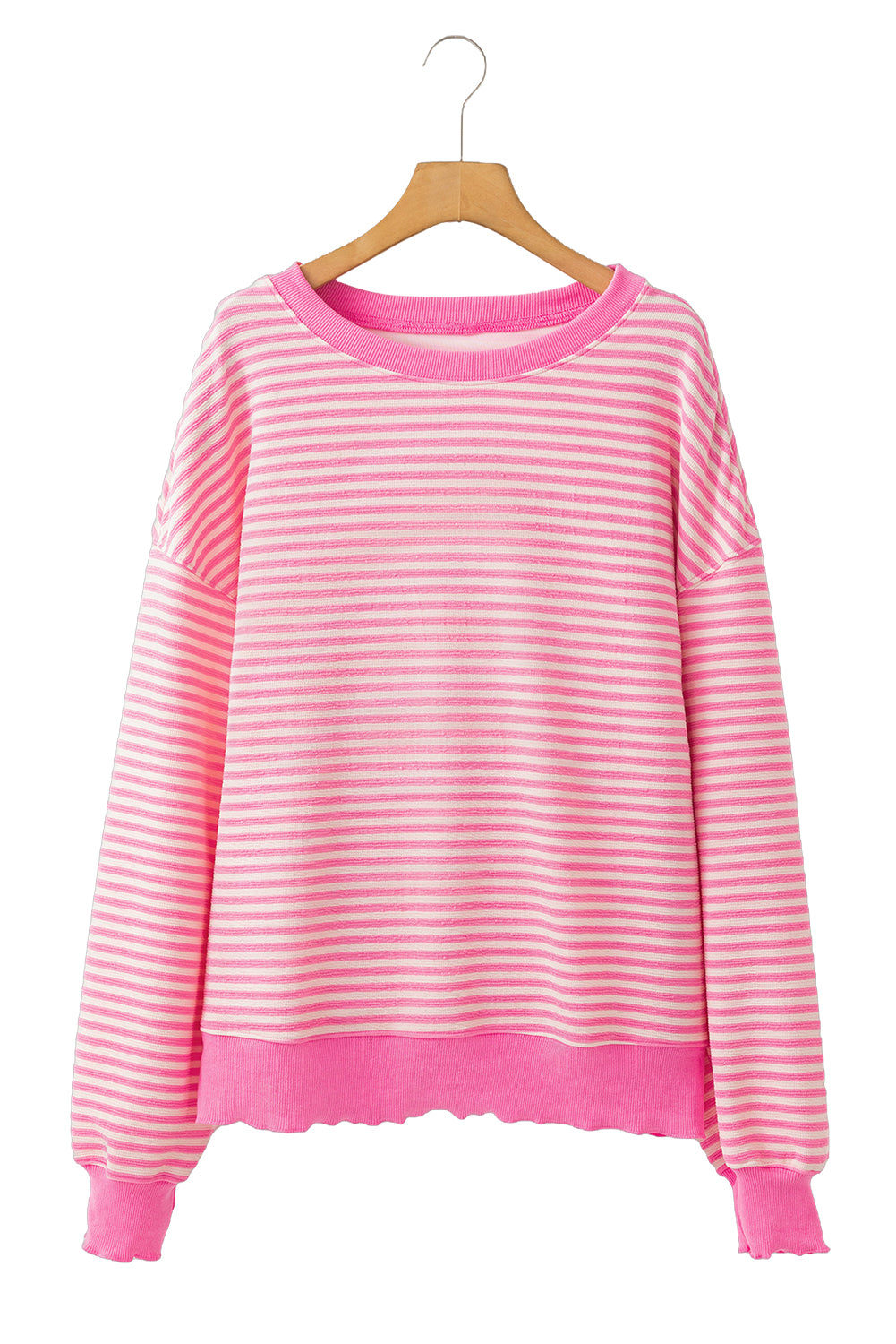 Blue Zone Planet | Green Stripe Drop Shoulder Long Sleeve Top-Long Sleeve Tops-[Adult]-[Female]-2022 Online Blue Zone Planet