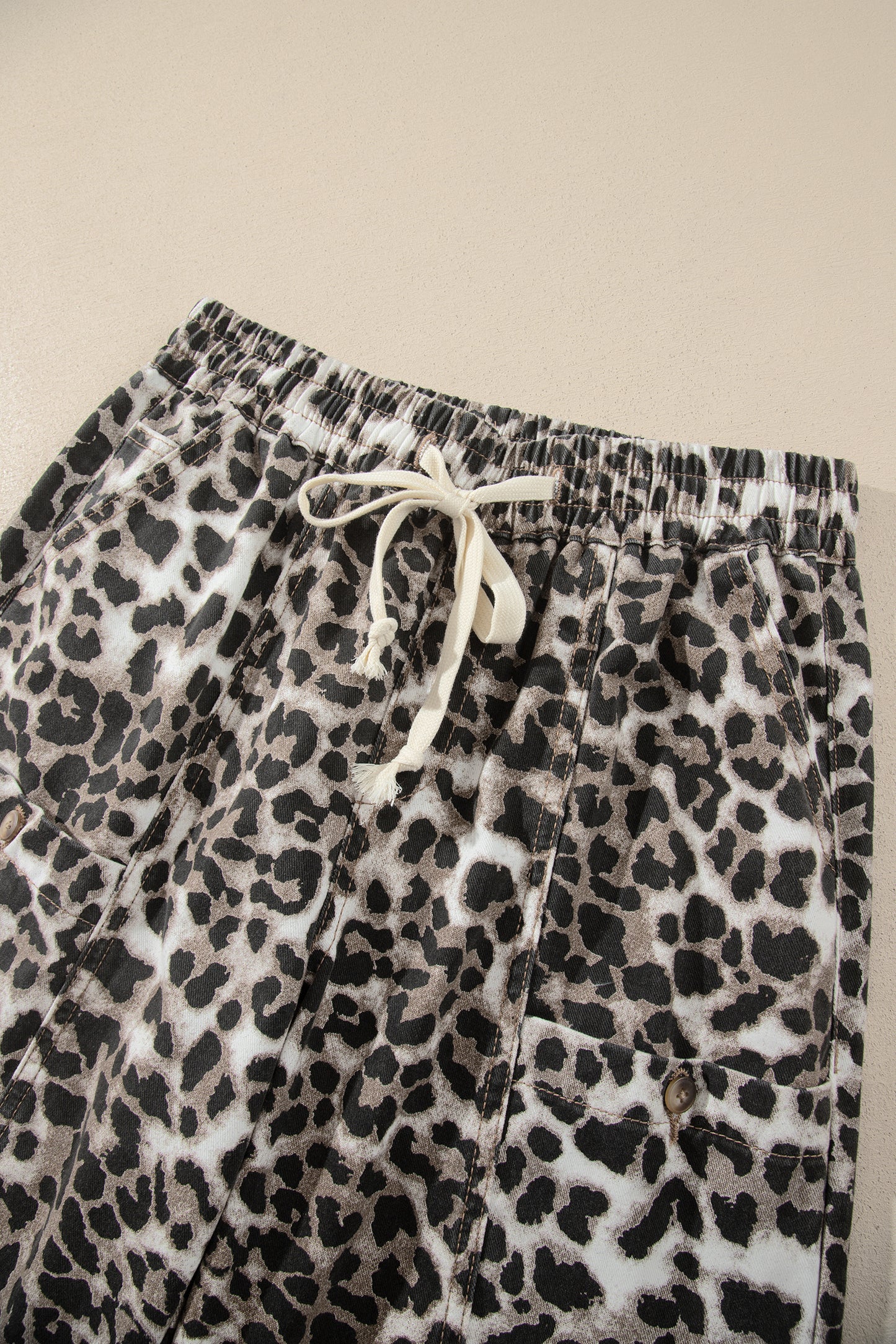 Black Leopard Print Drawstring Jogger Jeans-Bottoms/Jeans-[Adult]-[Female]-2022 Online Blue Zone Planet