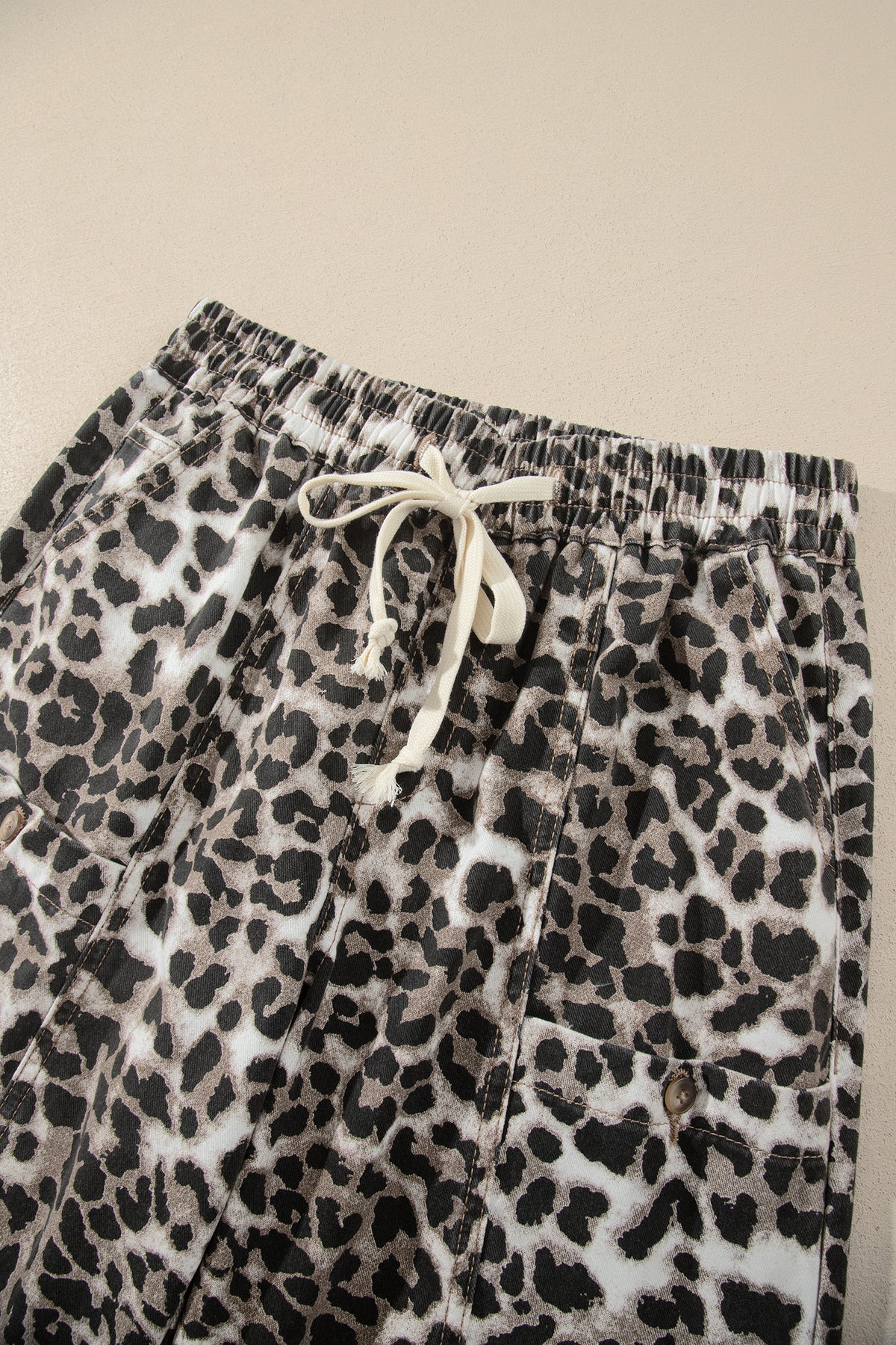 Black Leopard Print Drawstring Jogger Jeans-Bottoms/Jeans-[Adult]-[Female]-2022 Online Blue Zone Planet