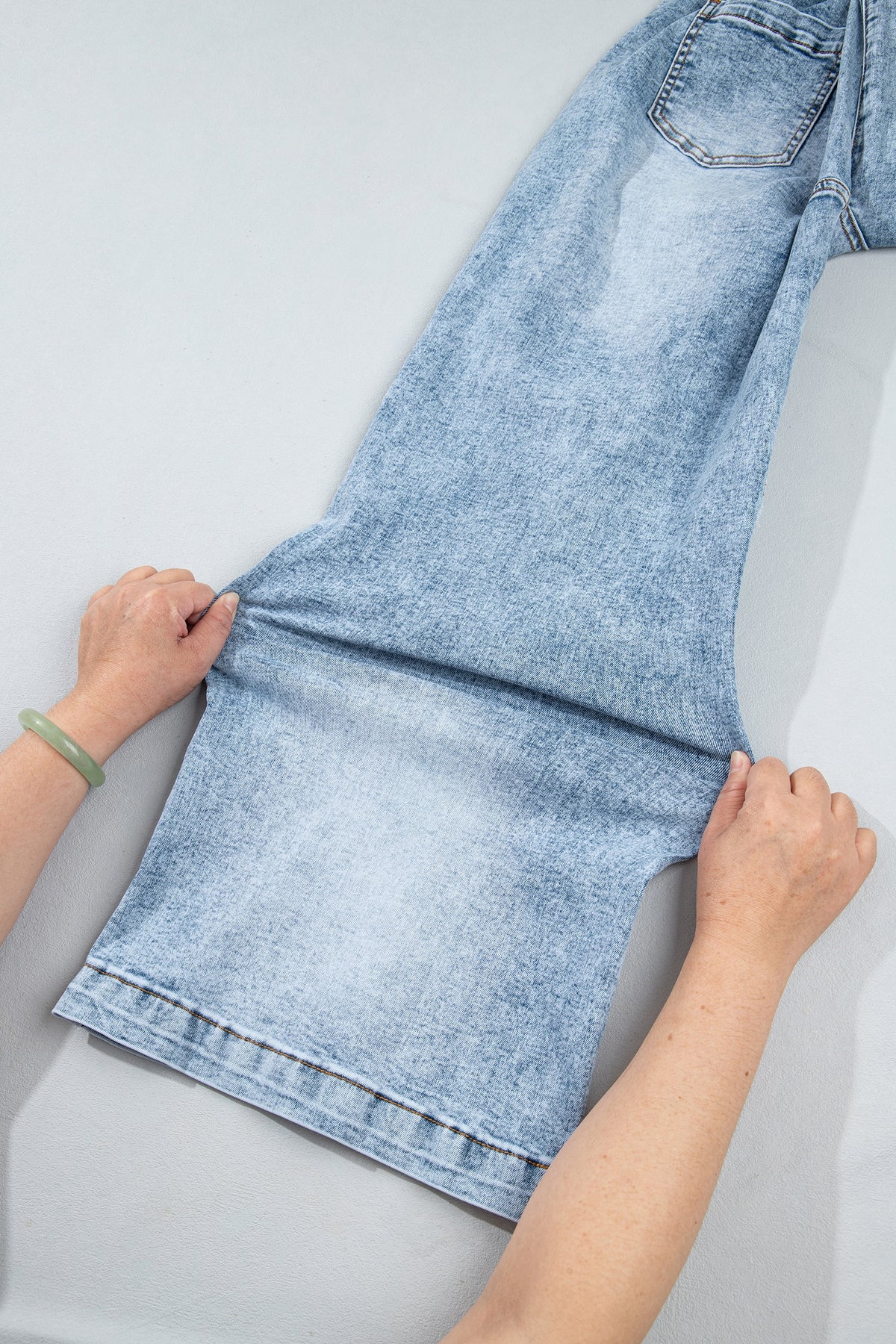 Beau Blue Frayed Studded Detail Wide Leg Pocketed Jeans-Bottoms/Jeans-[Adult]-[Female]-2022 Online Blue Zone Planet