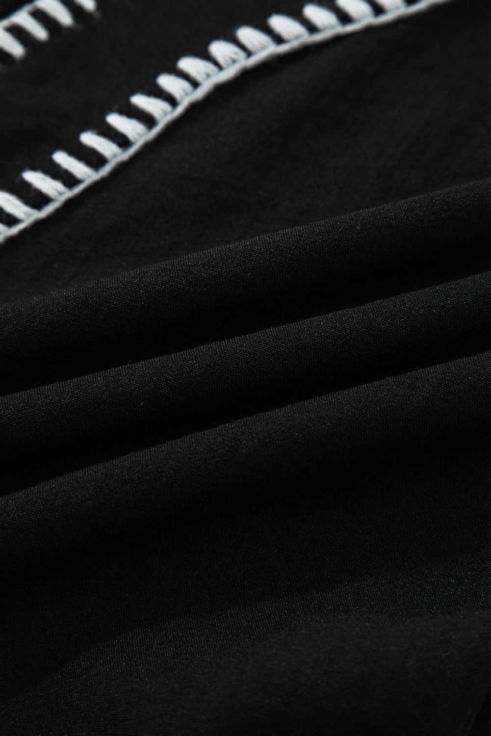 Black Contrast Stitched V Neck 3/4 Sleeve Tiered Mini Dress-Dresses/Mini Dresses-[Adult]-[Female]-2022 Online Blue Zone Planet