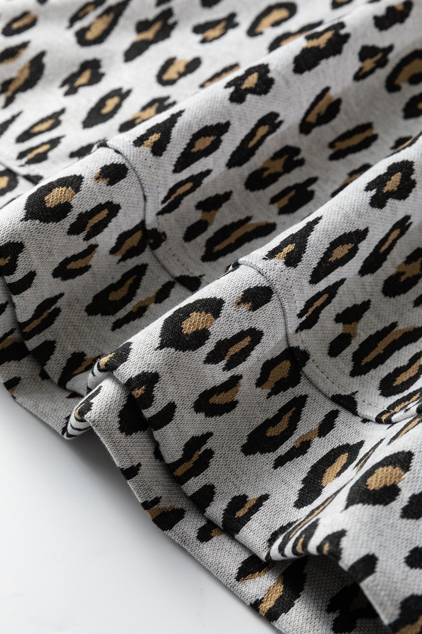 Beige Leopard Print Casual Tee and Pants 2pcs Outfit-Two Piece Sets/Pant Sets-[Adult]-[Female]-2022 Online Blue Zone Planet