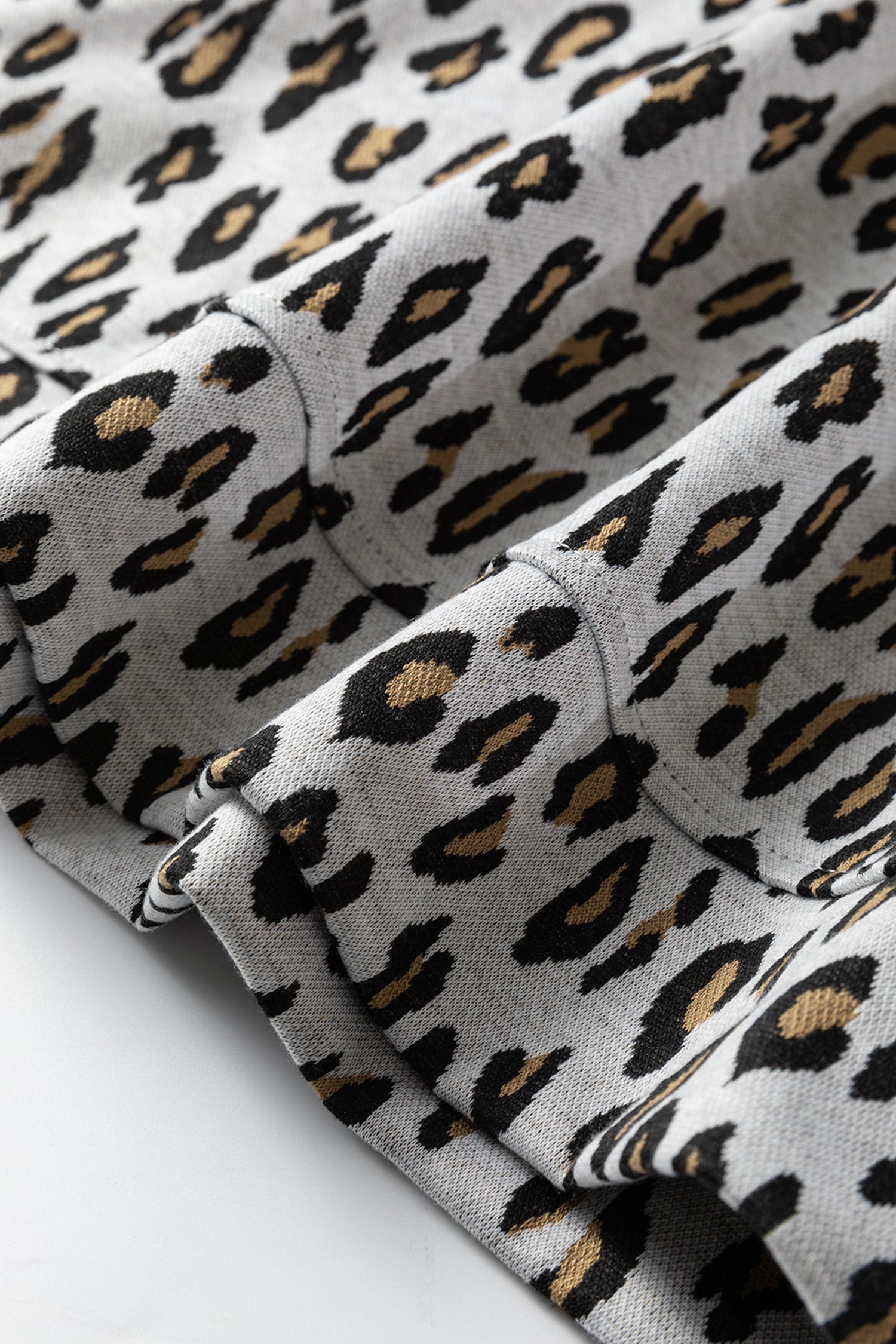 Beige Leopard Print Casual Tee and Pants 2pcs Outfit-Two Piece Sets/Pant Sets-[Adult]-[Female]-2022 Online Blue Zone Planet