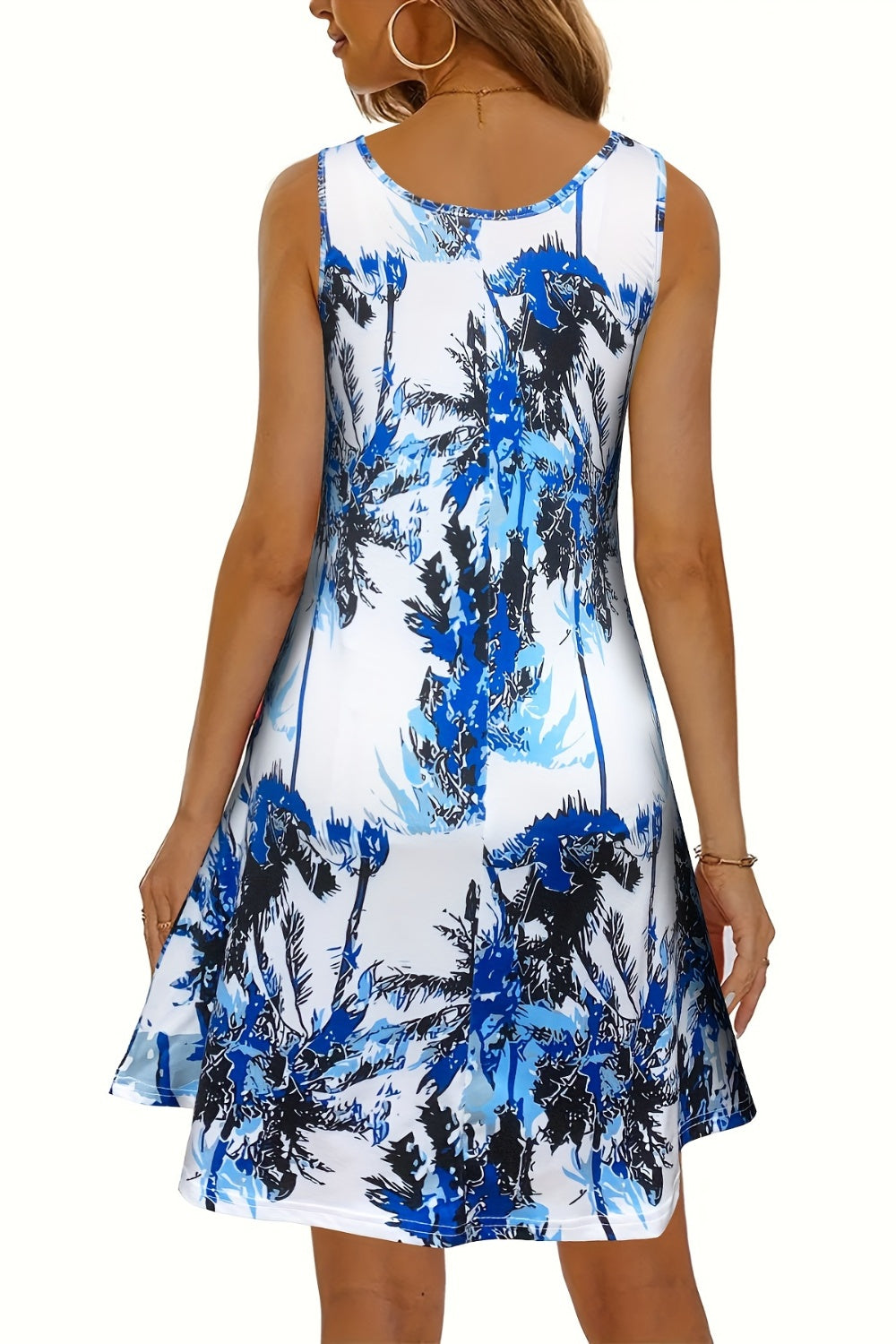 Blue Zone Planet | Printed Scoop Neck Wide Strap Mini Dress-TOPS / DRESSES-[Adult]-[Female]-2022 Online Blue Zone Planet